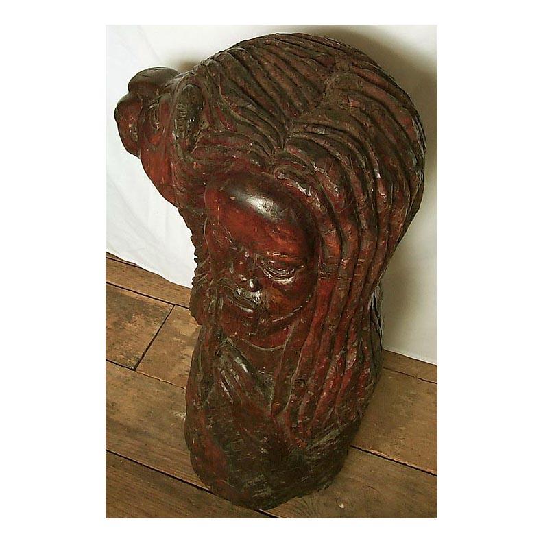 Very Large, Powerful African-American Carving of a Man and Lion For Sale 10