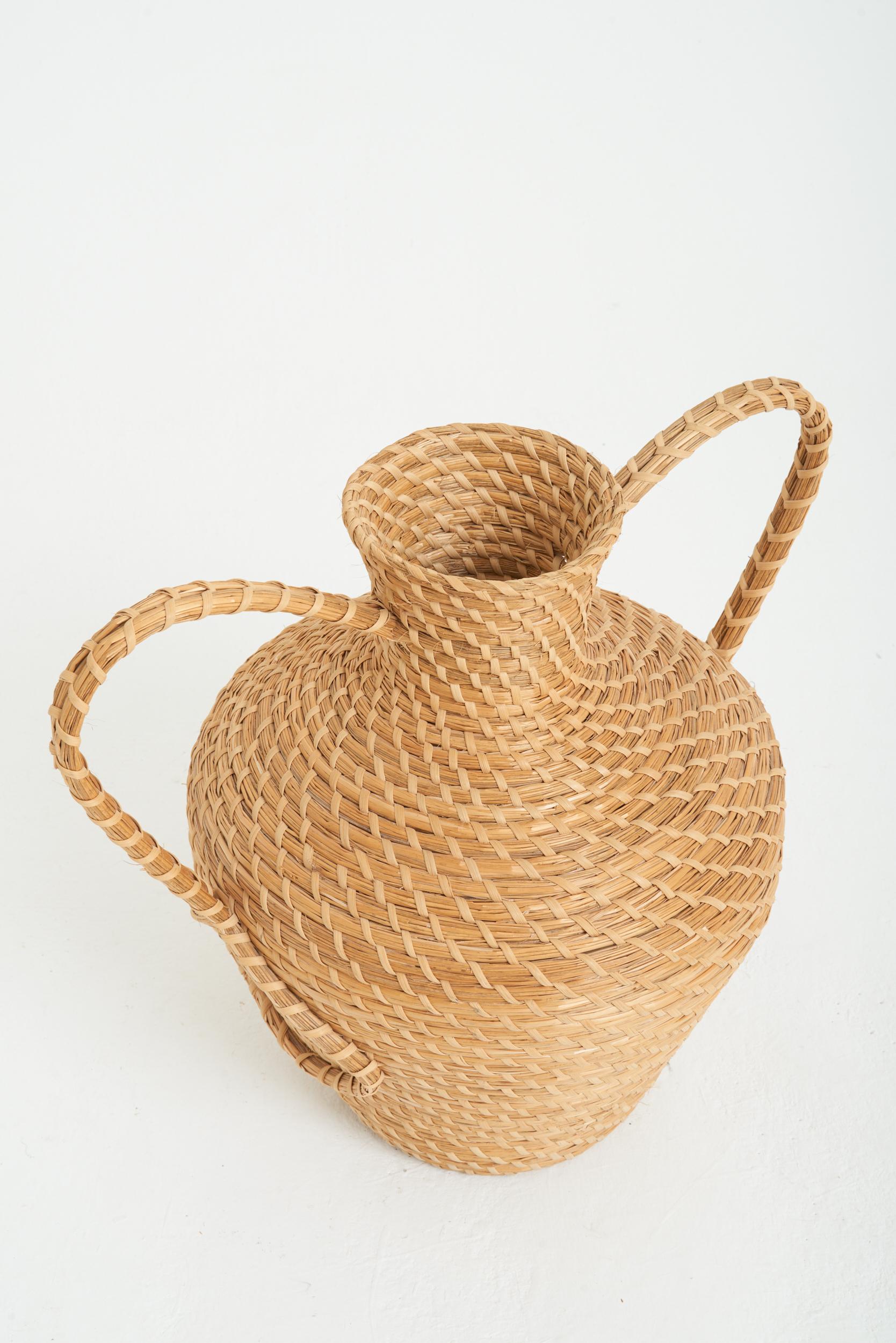 French Very Large Raffia Urn For Sale