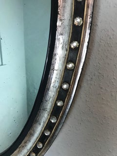 Very Large Rare Ebonised and Silver Gilt Irish Waterford Oval Mirror