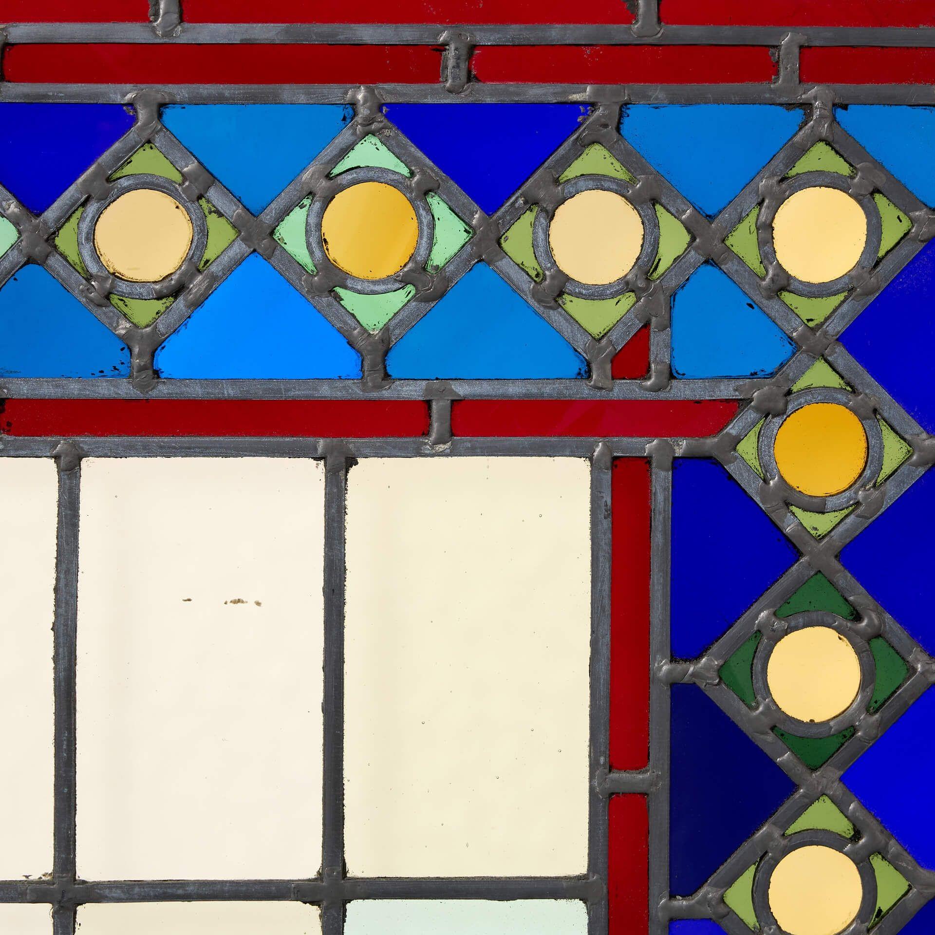 English Very Large Reclaimed Medieval Style Stained Glass Window For Sale
