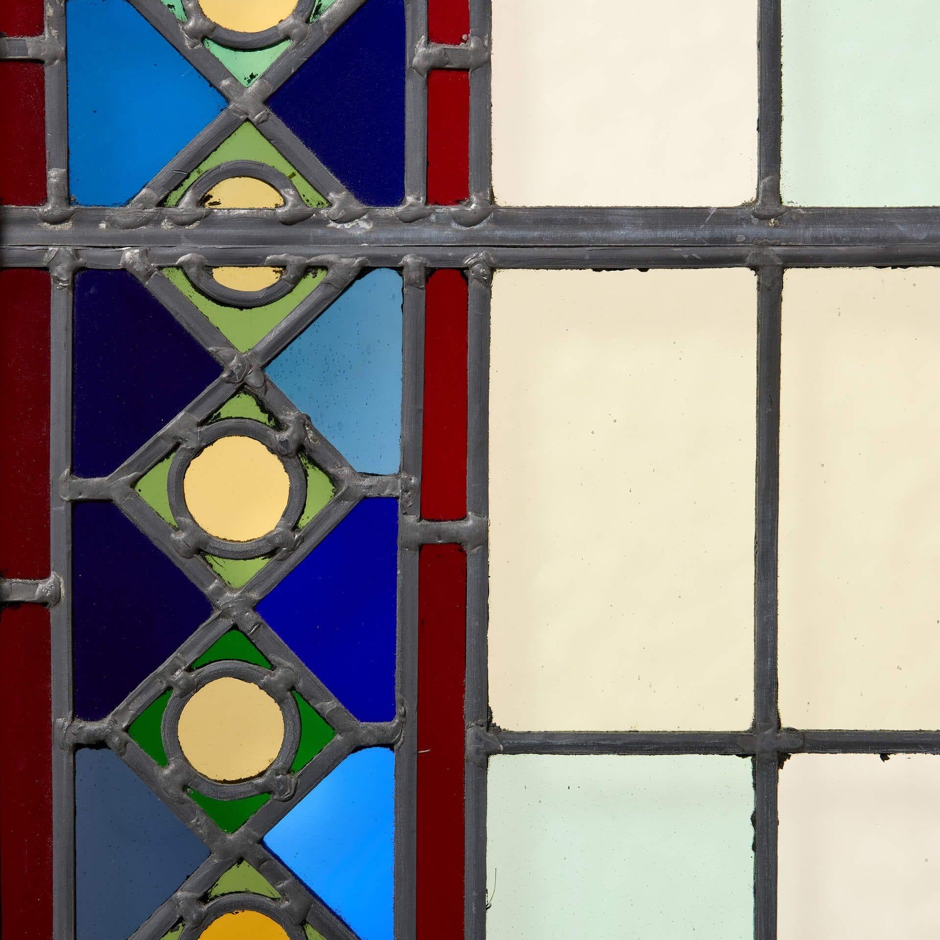 Very Large Reclaimed Medieval Style Stained Glass Window In Fair Condition For Sale In Wormelow, Herefordshire