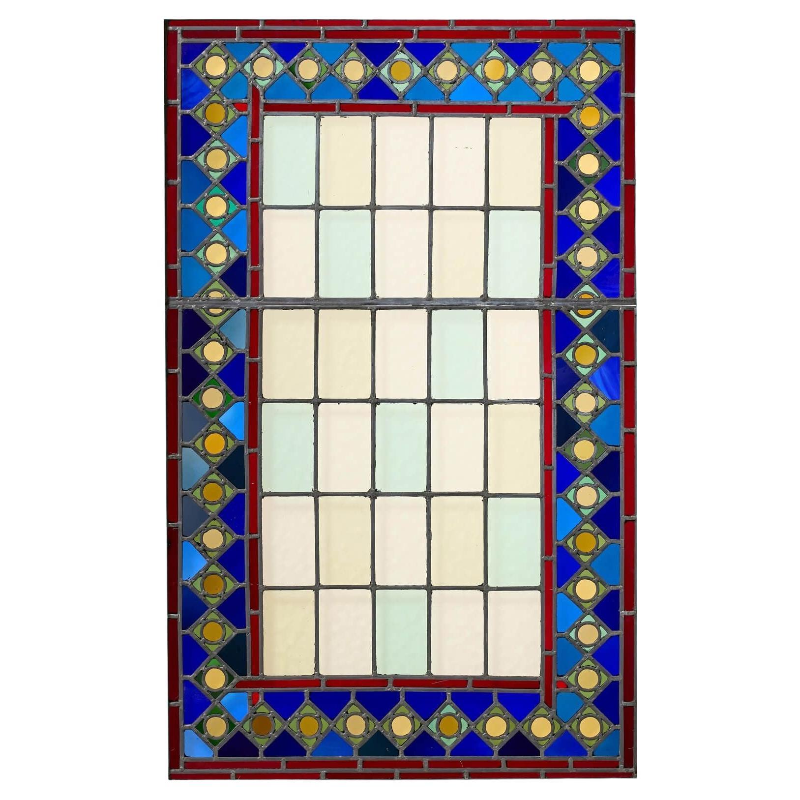 Very Large Reclaimed Medieval Style Stained Glass Window
