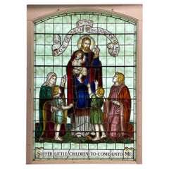 Vintage Very Large Reclaimed Religious Stained Glass Window