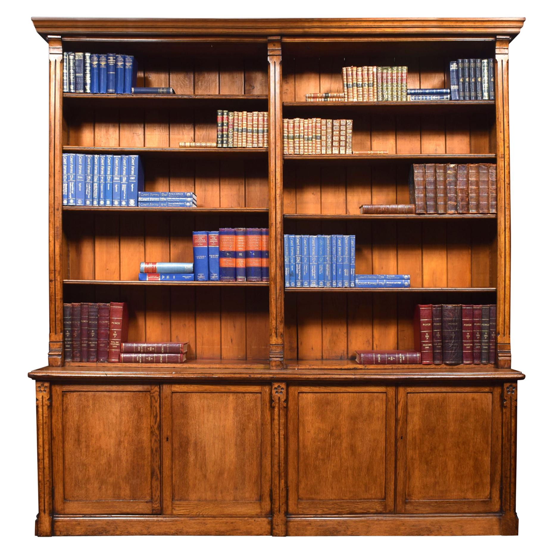 Very Large Reformed Gothic Oak Bookcase