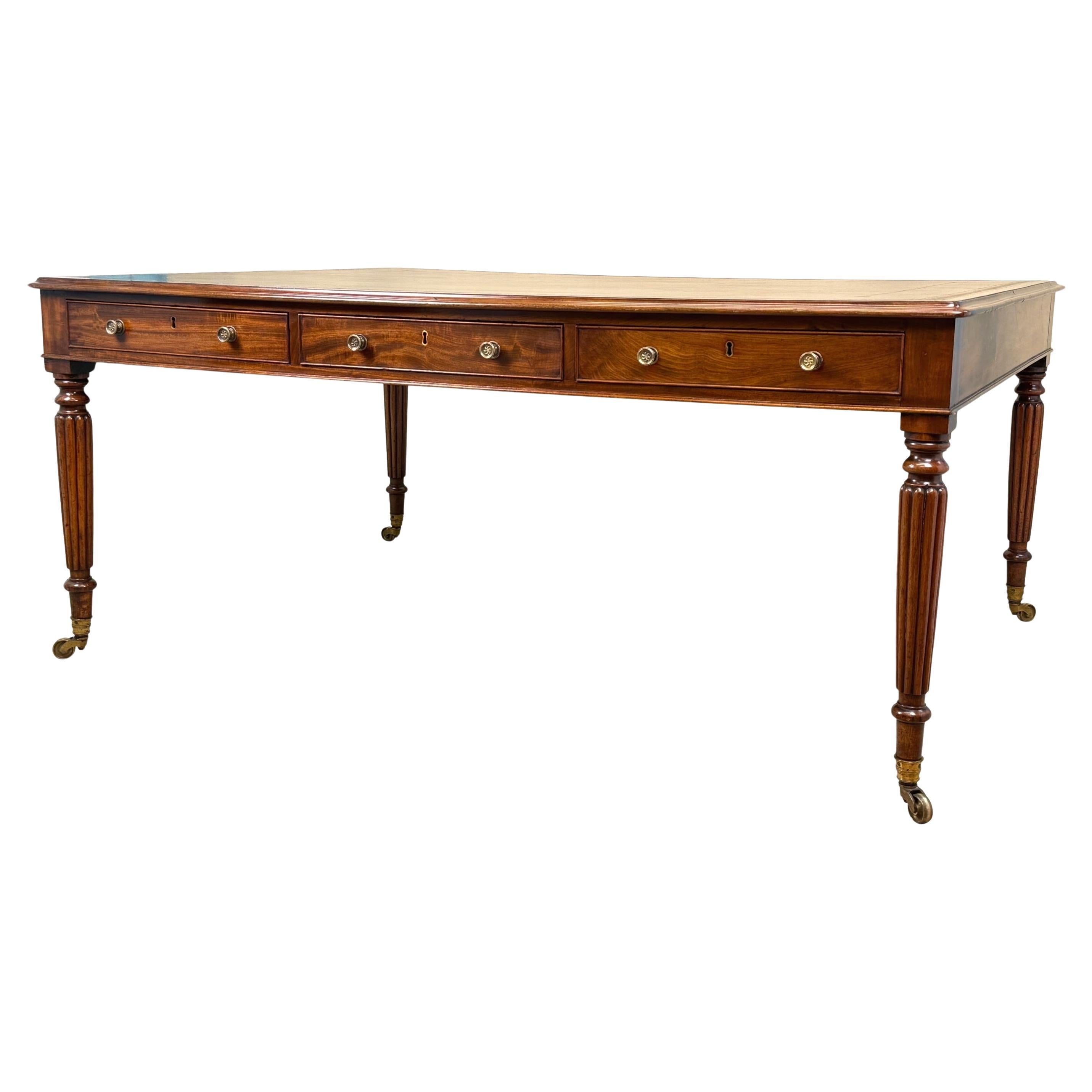 Very Large Regency 19th Century Mahogany Partners Writing Table