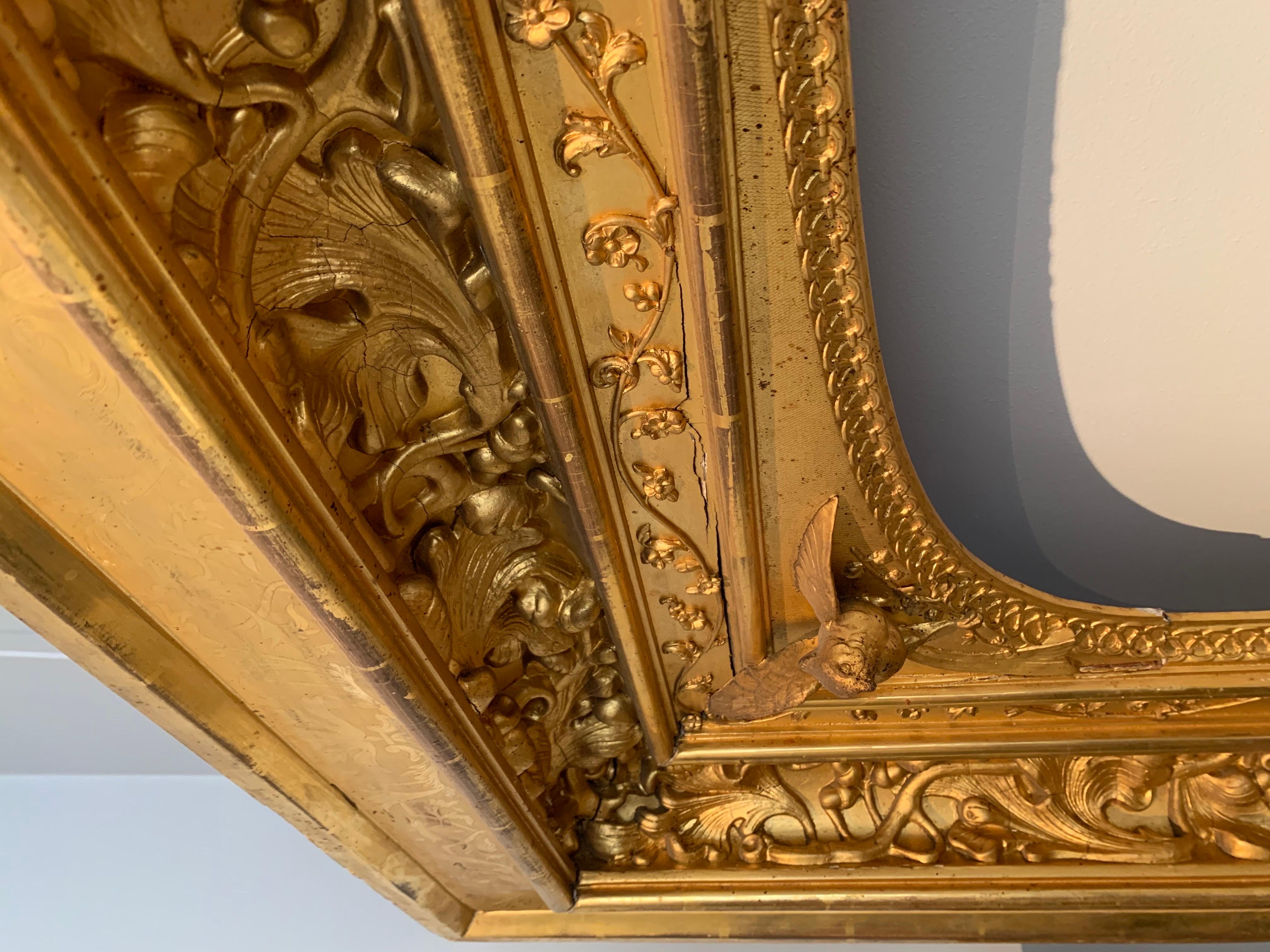 Very Large Renaissance Revival Gilded French Frame 19th Century, Circa 1835 For Sale 5