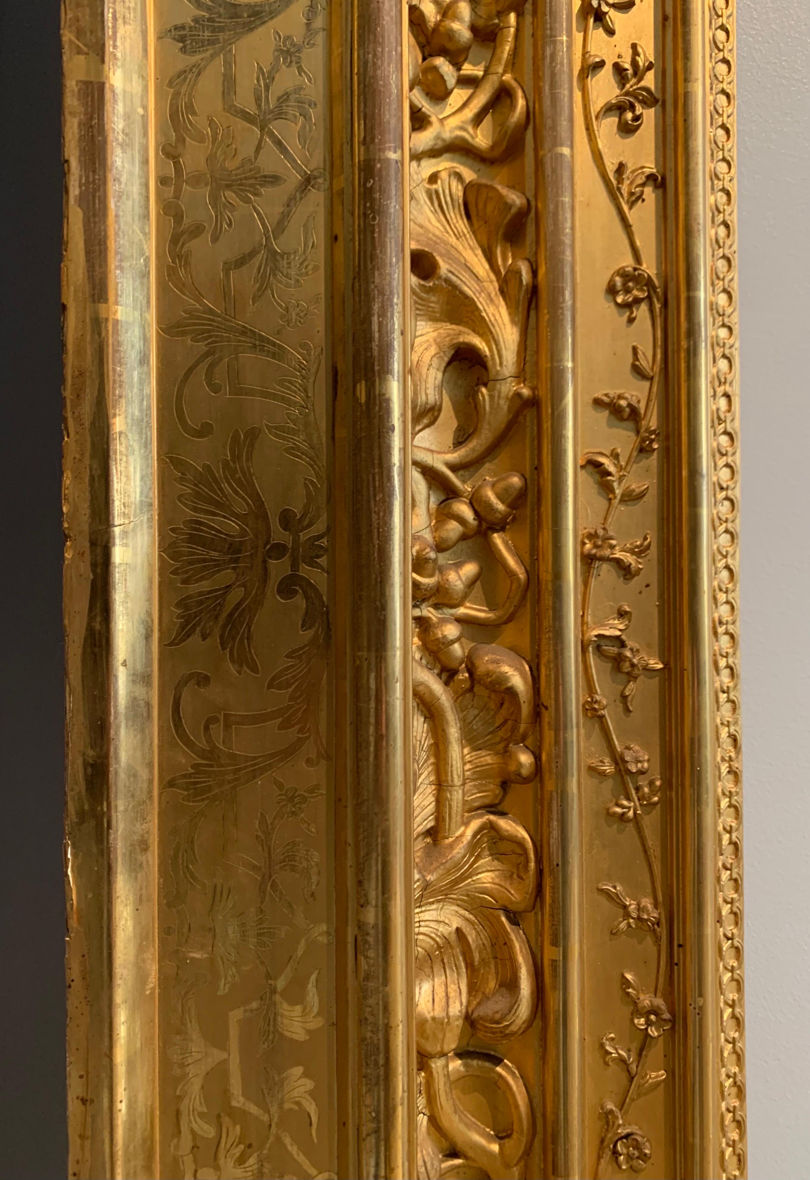 Very Large Renaissance Revival Gilded French Frame 19th Century, Circa 1835 For Sale 7