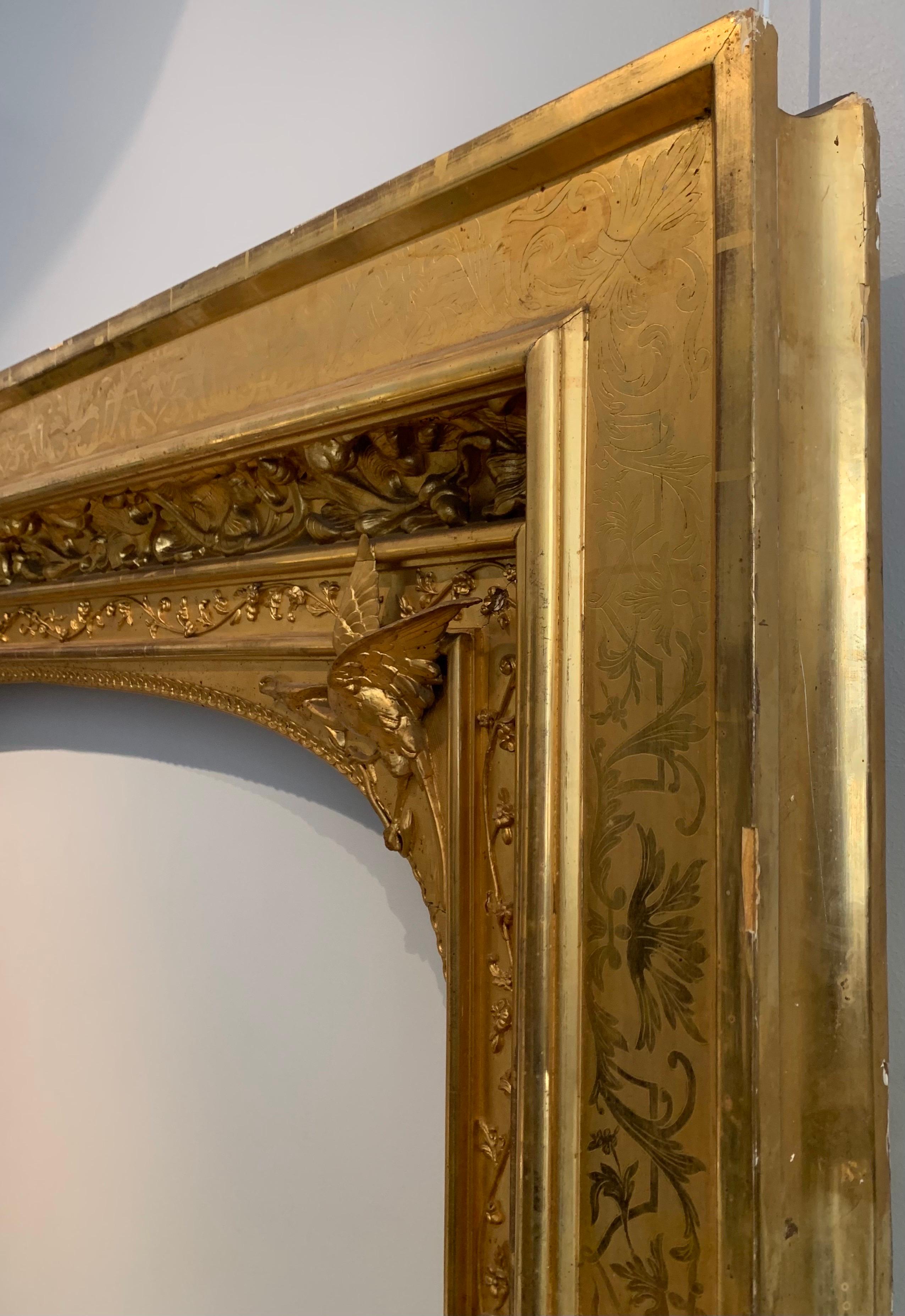 Very Large Renaissance Revival Gilded French Frame 19th Century, Circa 1835 For Sale 8