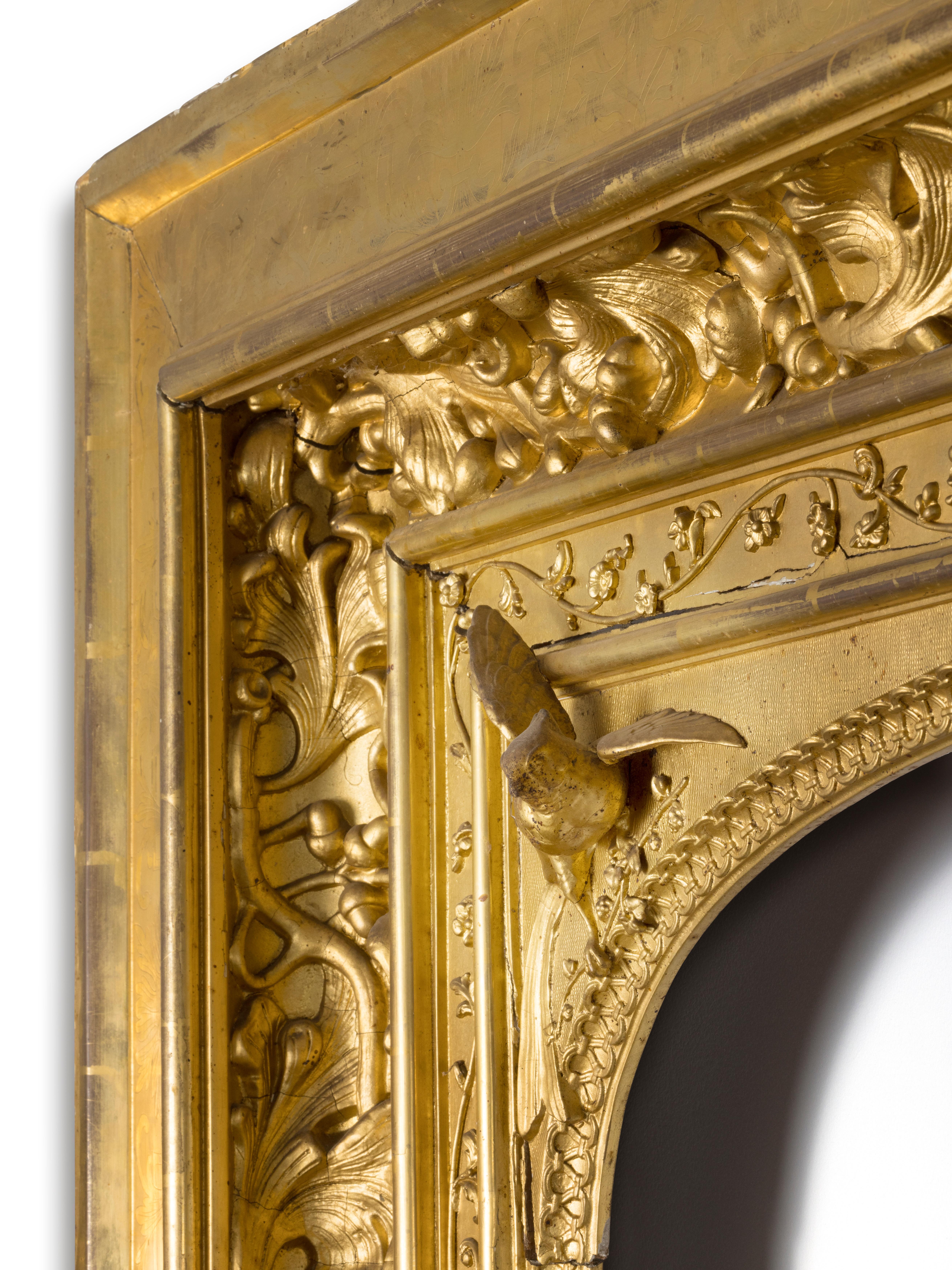 Sehr großer vergoldeter französischer Rahmen im Renaissance-Revival-Stil des 19. Jahrhunderts, um 1835 (Vergoldet) im Angebot