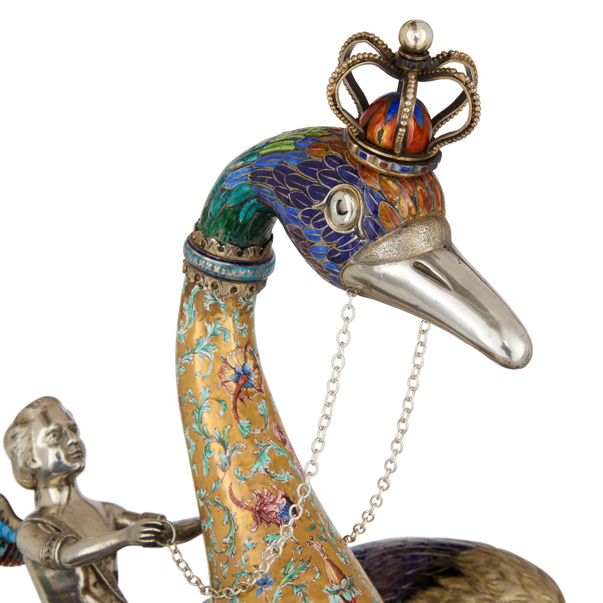 Escultura renacentista muy grande de plata dorada y esmalte de Böhm en Bueno estado para la venta en London, GB