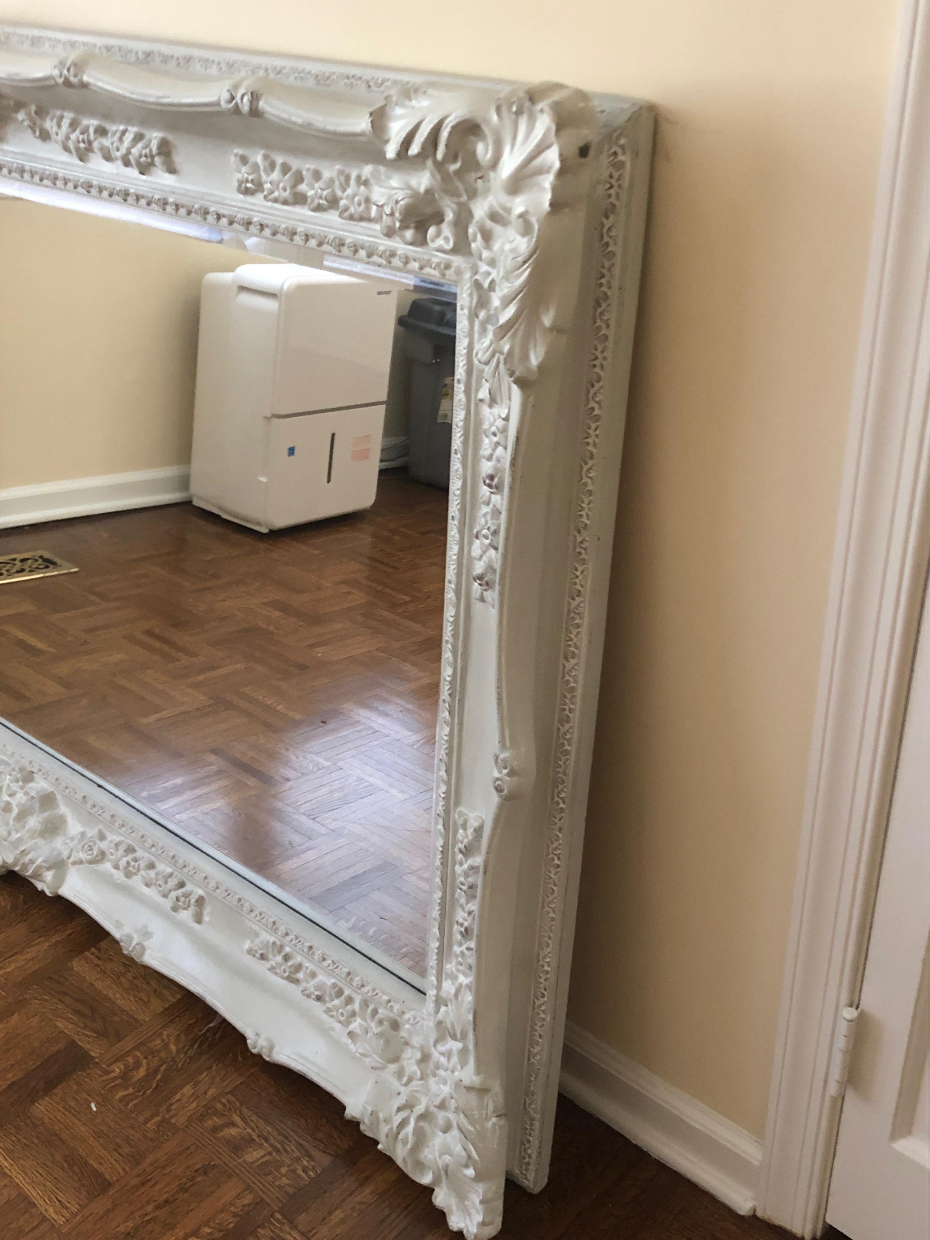 Very Large Romantic French Style Light Gray Mirror 4