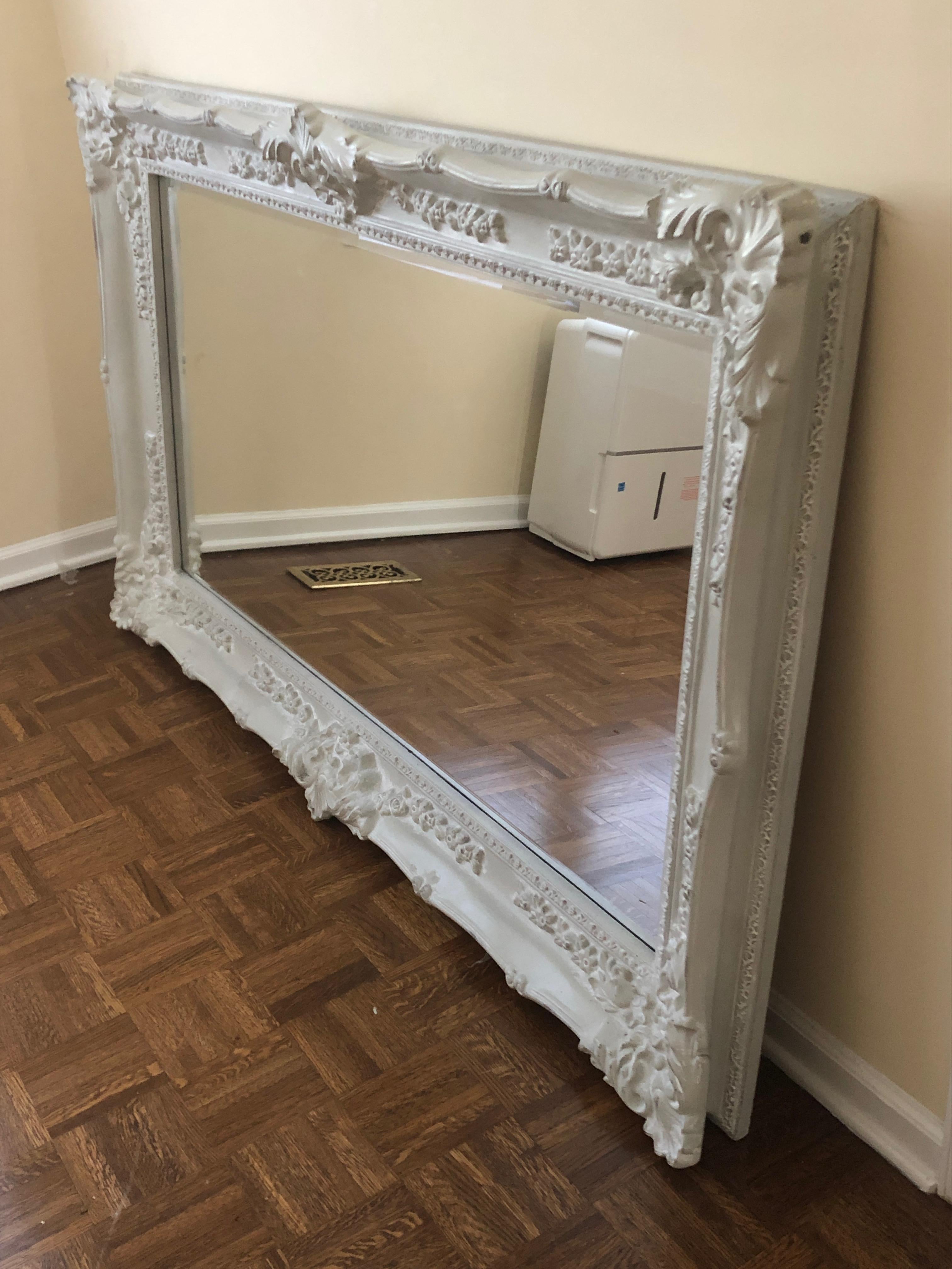 Very Large Romantic French Style Light Gray Mirror 5