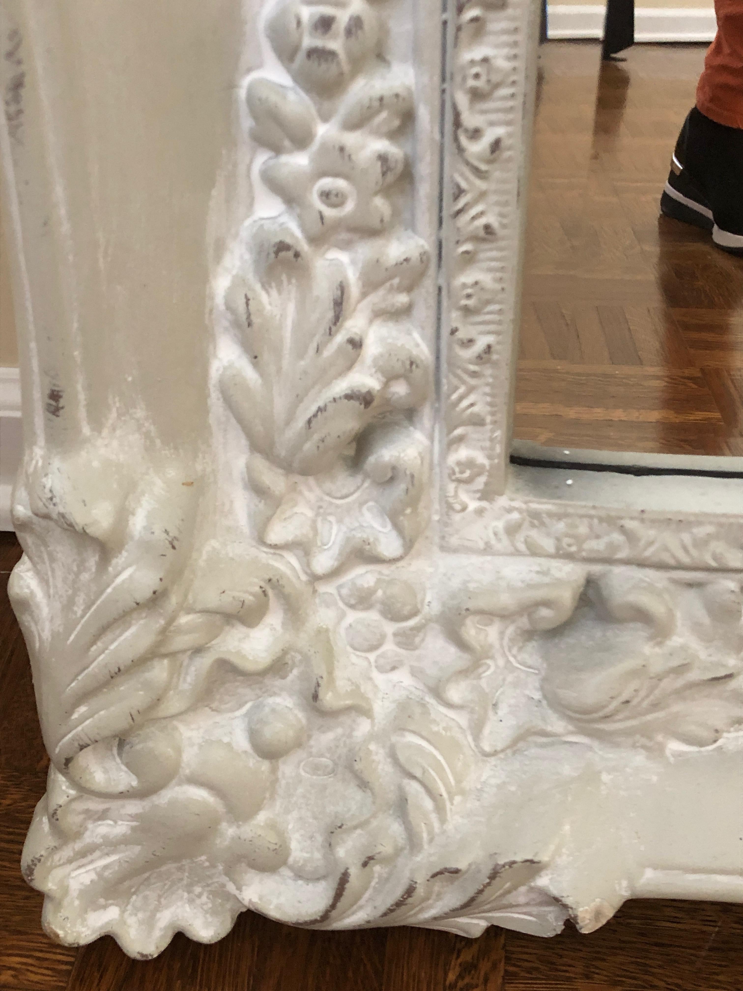 Very Large Romantic French Style Light Gray Mirror 2