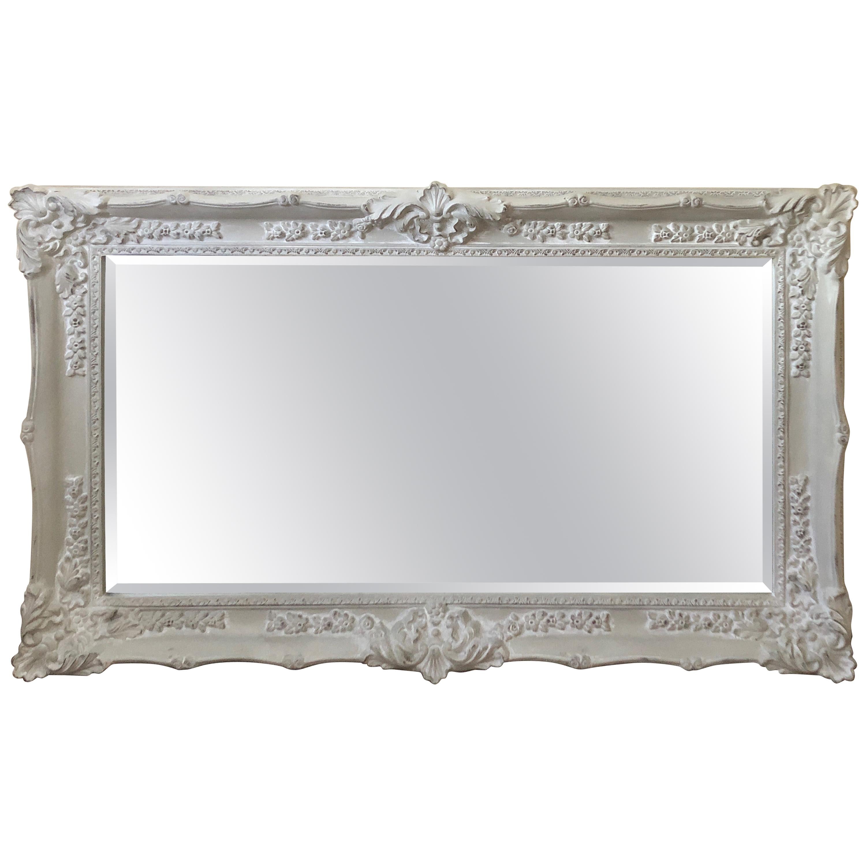Very Large Romantic French Style Light Gray Mirror