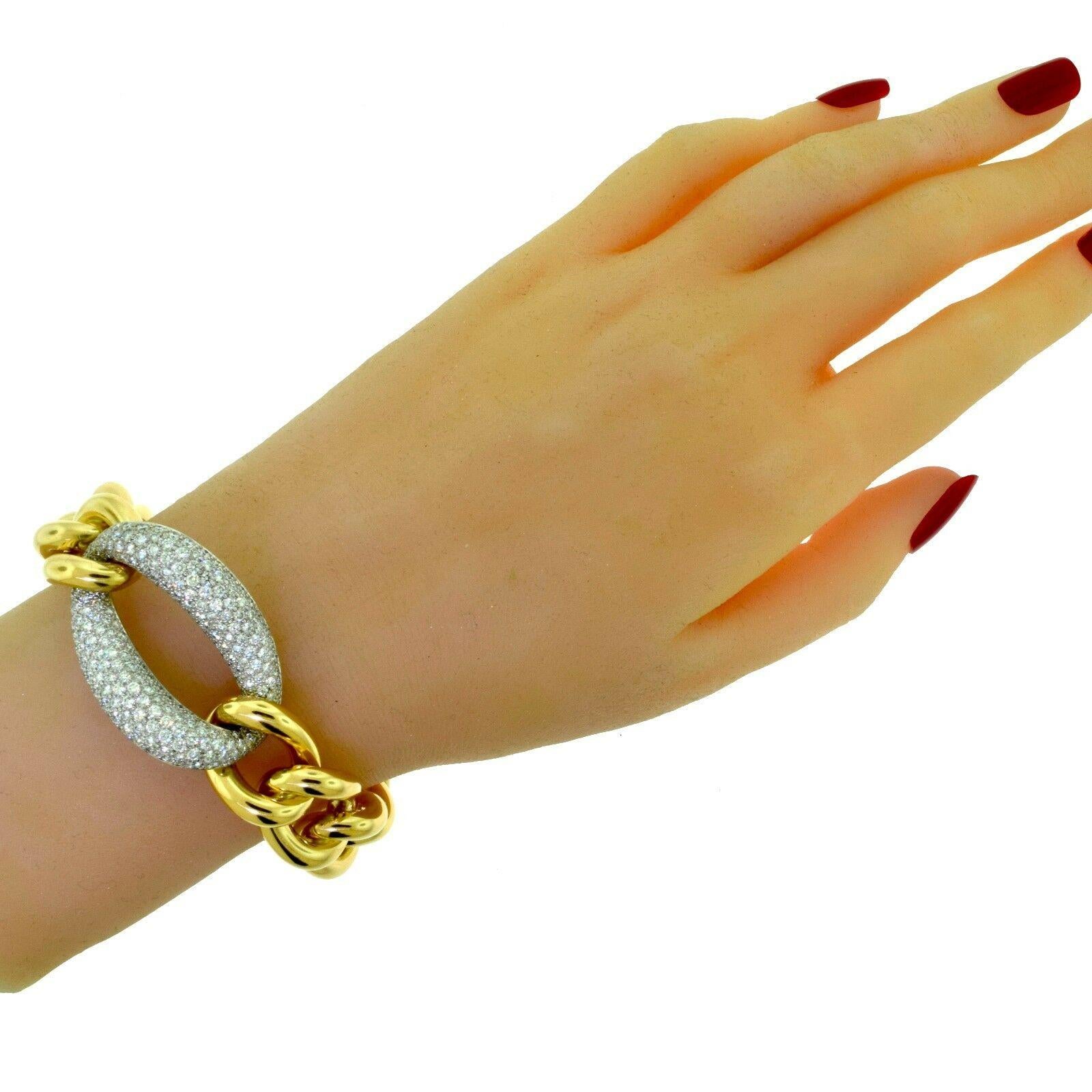Kette-Gliederarmband aus Roségold mit Diamanten im Zustand „Hervorragend“ in Miami, FL