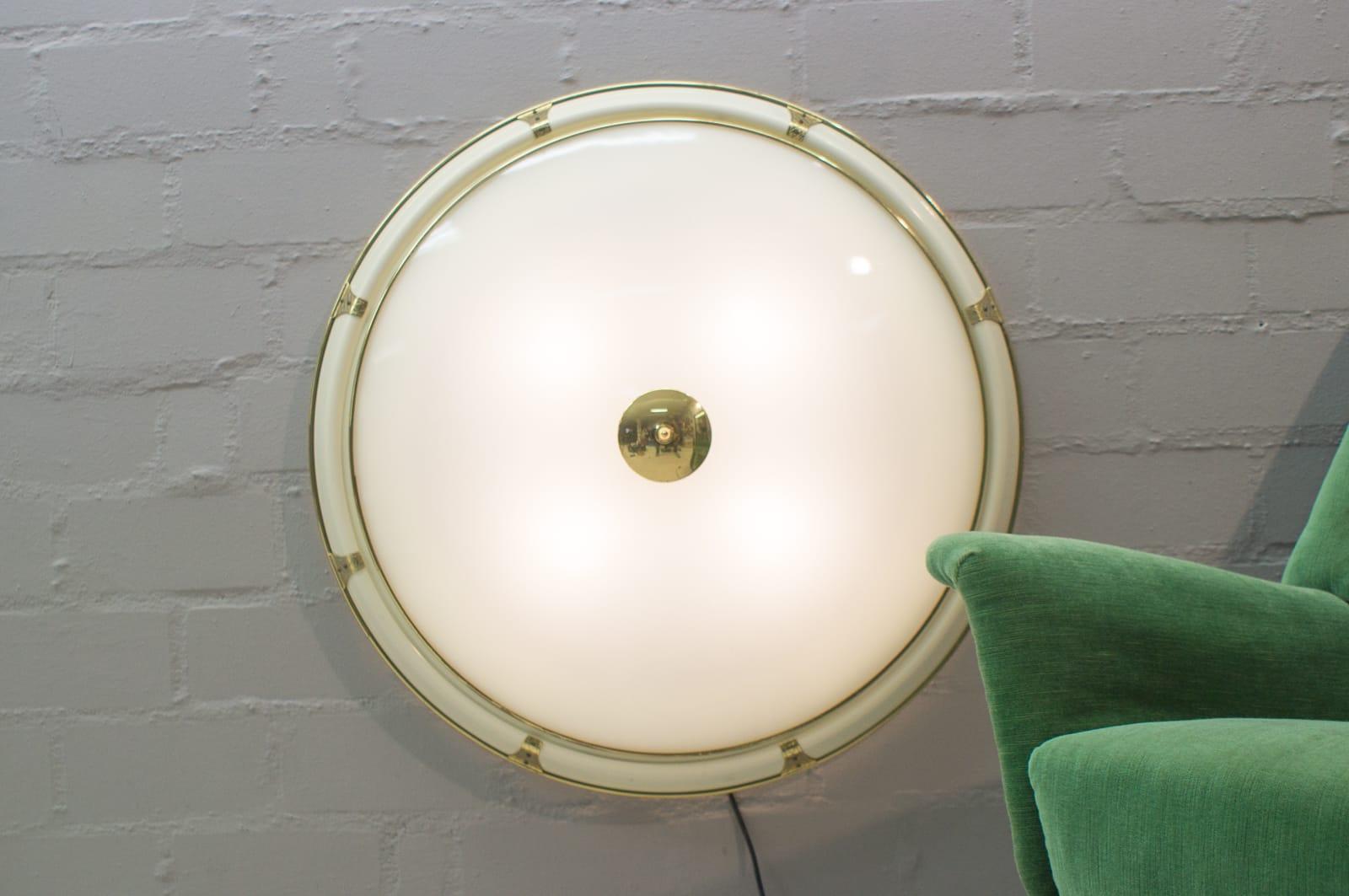 Very Large Round Midcentury Wall or Ceiling Lamp, Austria, 1950s 6