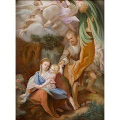 Very Large Royal Vienna Painted Porcelain Plaque After Correggio