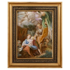 Very Large Royal Vienna Painted Porcelain Plaque After Correggio
