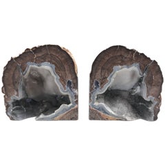 Very Large Ryolite, Agate, and Quartz Bookends from Western United States