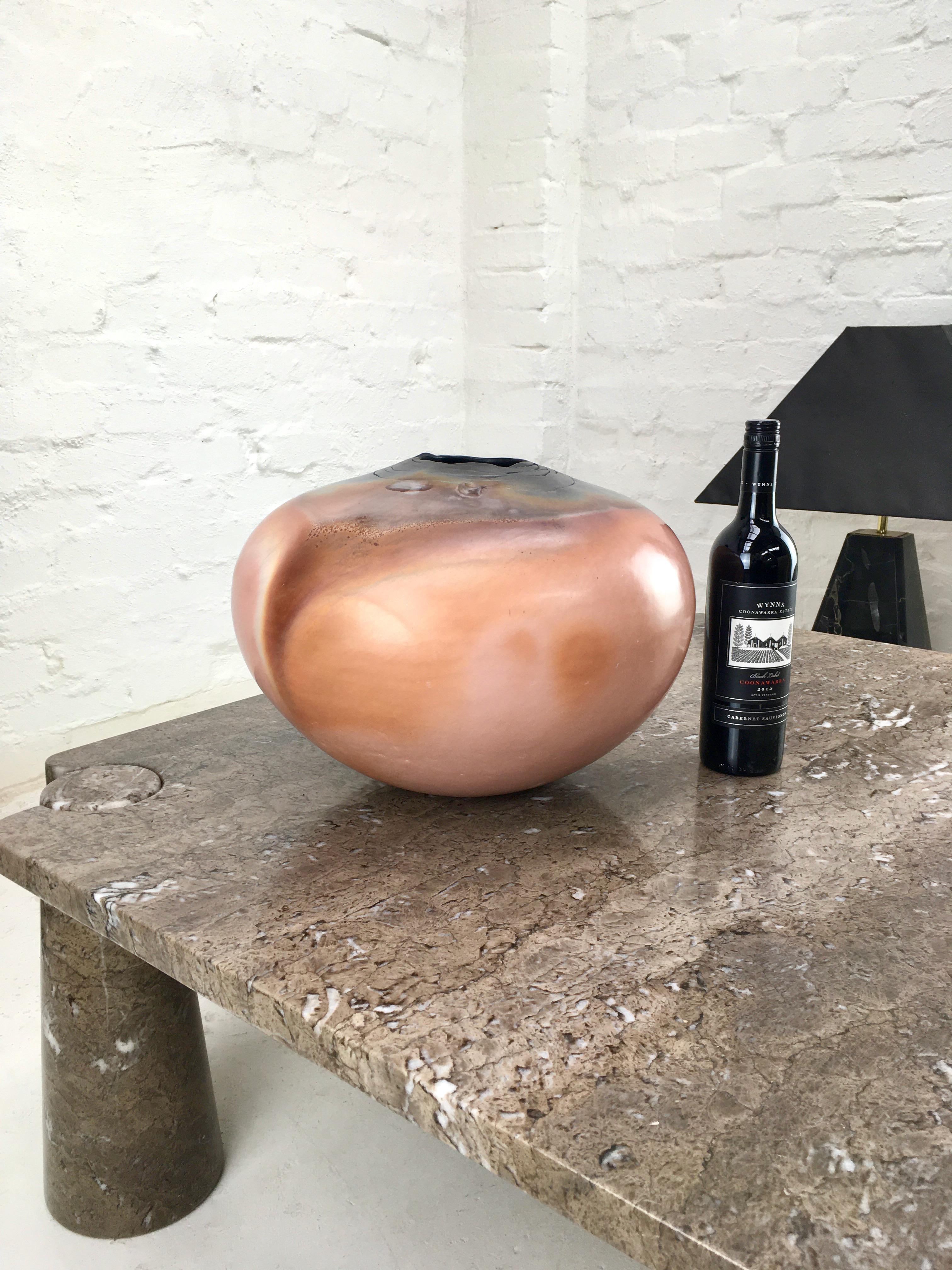 Organic Modern Very Large Saggar Fired Burnished Clay Vessel, 1980s, Jill Symes For Sale