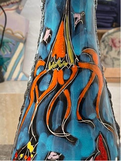 Vaso a bottiglia San Marino molto grande Smalto Roccia Italia anni '50