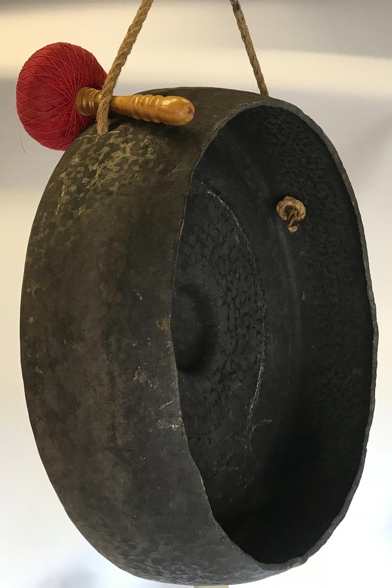 Very Large Scale Bronze Gong with Striker For Sale at 1stDibs