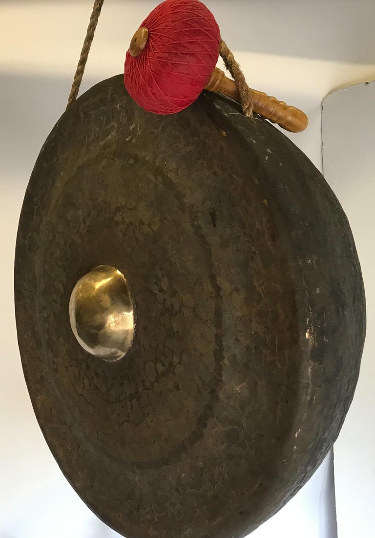 Very Large Scale Bronze Gong with Striker For Sale at 1stDibs