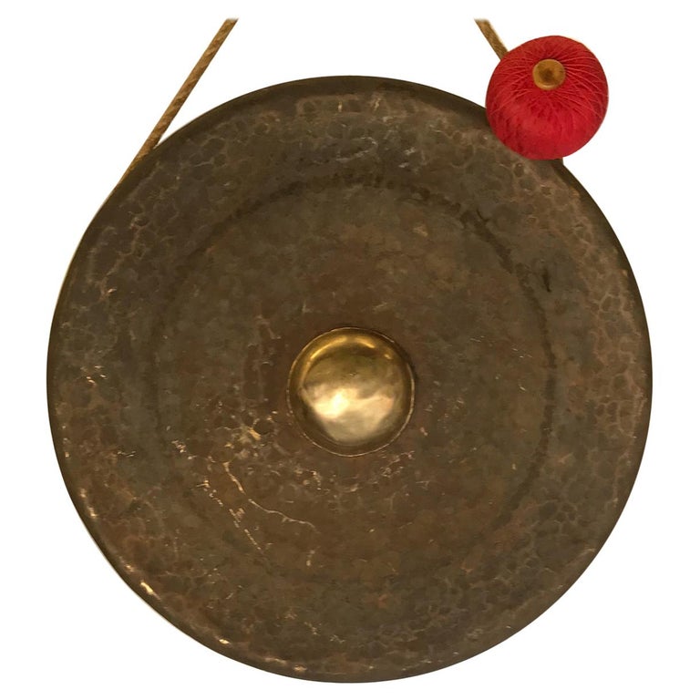 Very Large Scale Bronze Gong with Striker For Sale at 1stDibs
