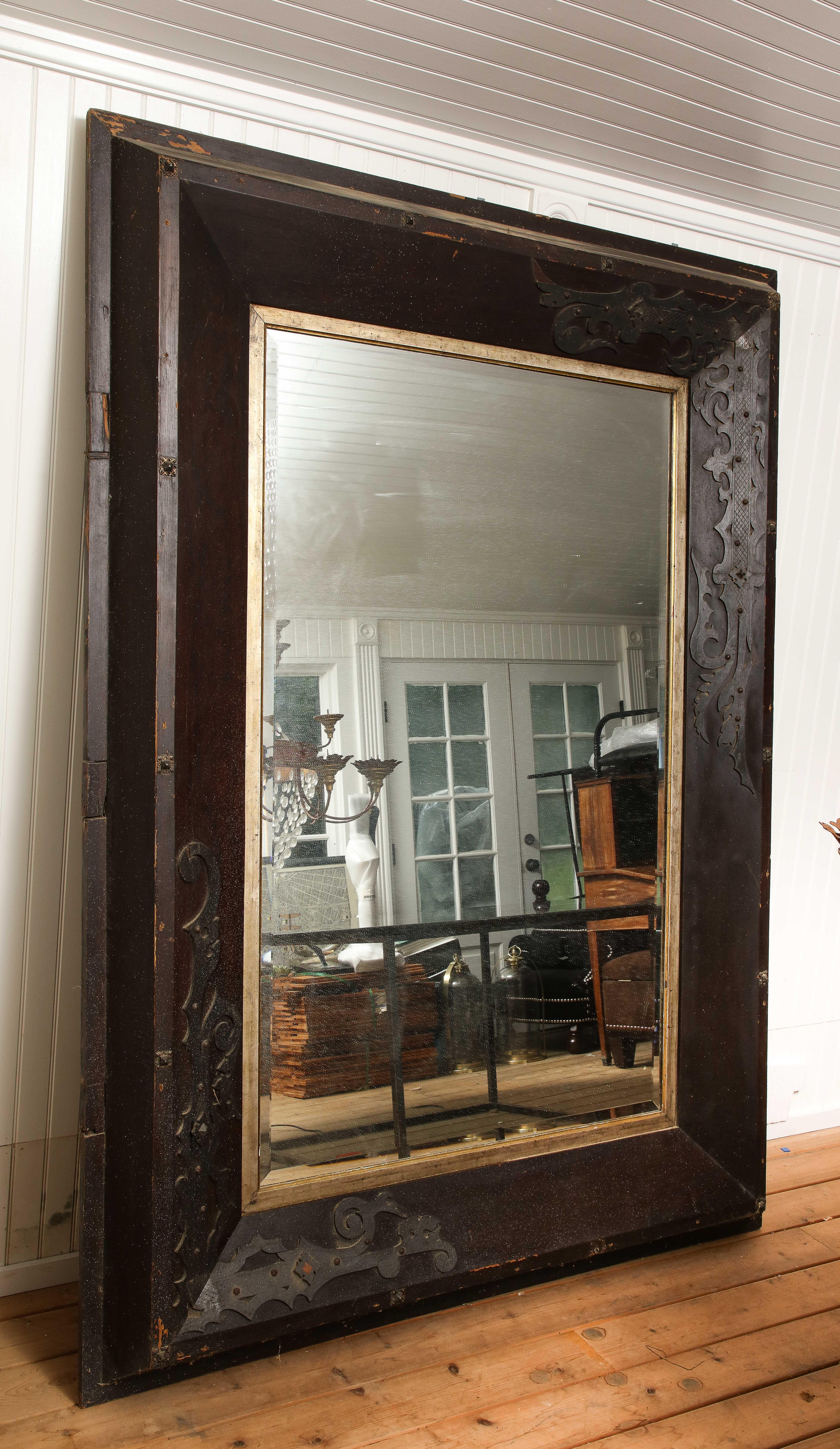 20th Century Very Large Scale Decorative Carved Wood Frame Mirror