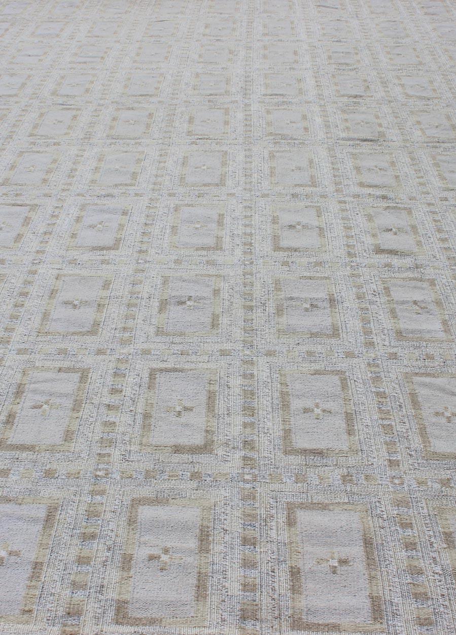 Very Large Modern Scandinavian Flat-Weave Rug with All-Over Rectangular Design For Sale 2
