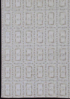 Very Large Modern Scandinavian Flat-Weave Rug with All-Over Rectangular Design