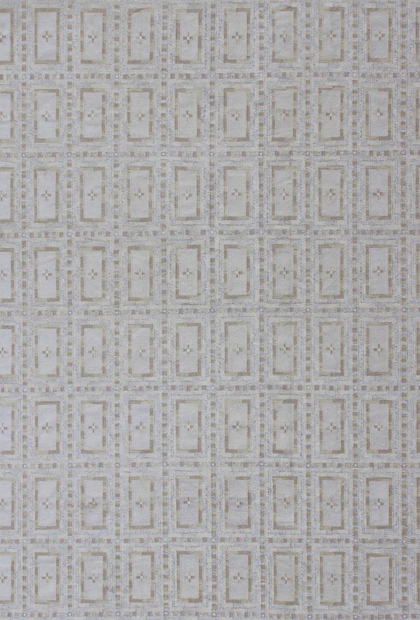 Großer skandinavischer Flachgewebe-Teppich mit geometrischem All-Over-Design (Skandinavische Moderne) im Angebot