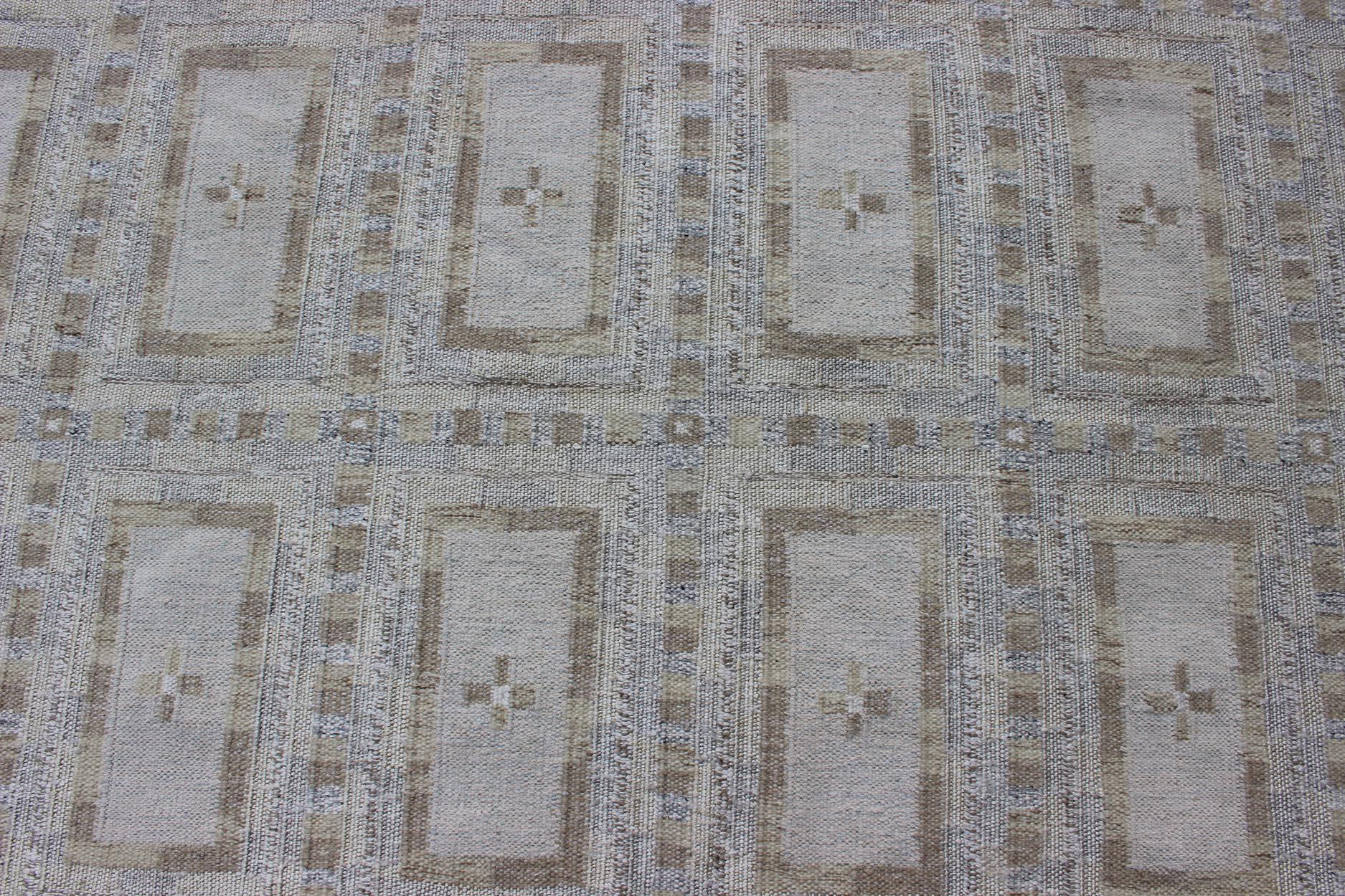 Contemporary Very Large Modern Scandinavian Flat-Weave Rug with All-Over Rectangular Design For Sale