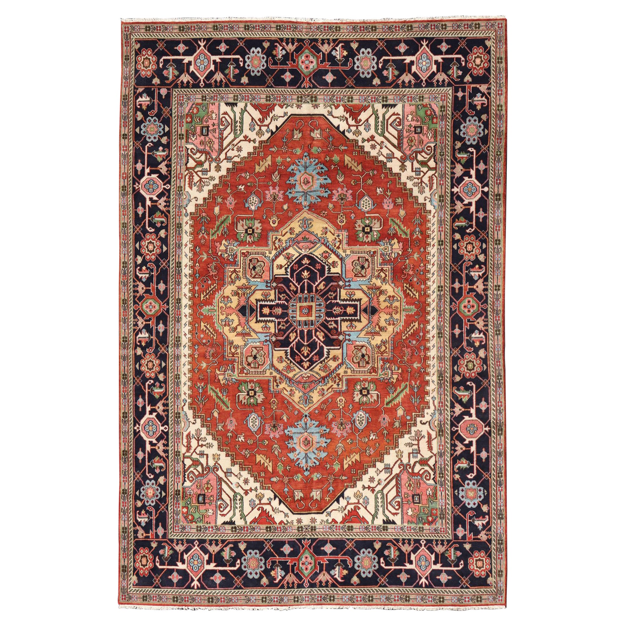 Tappeto di design Serapi-Heriz molto grande con medaglione geometrico 12'1 X 18'2