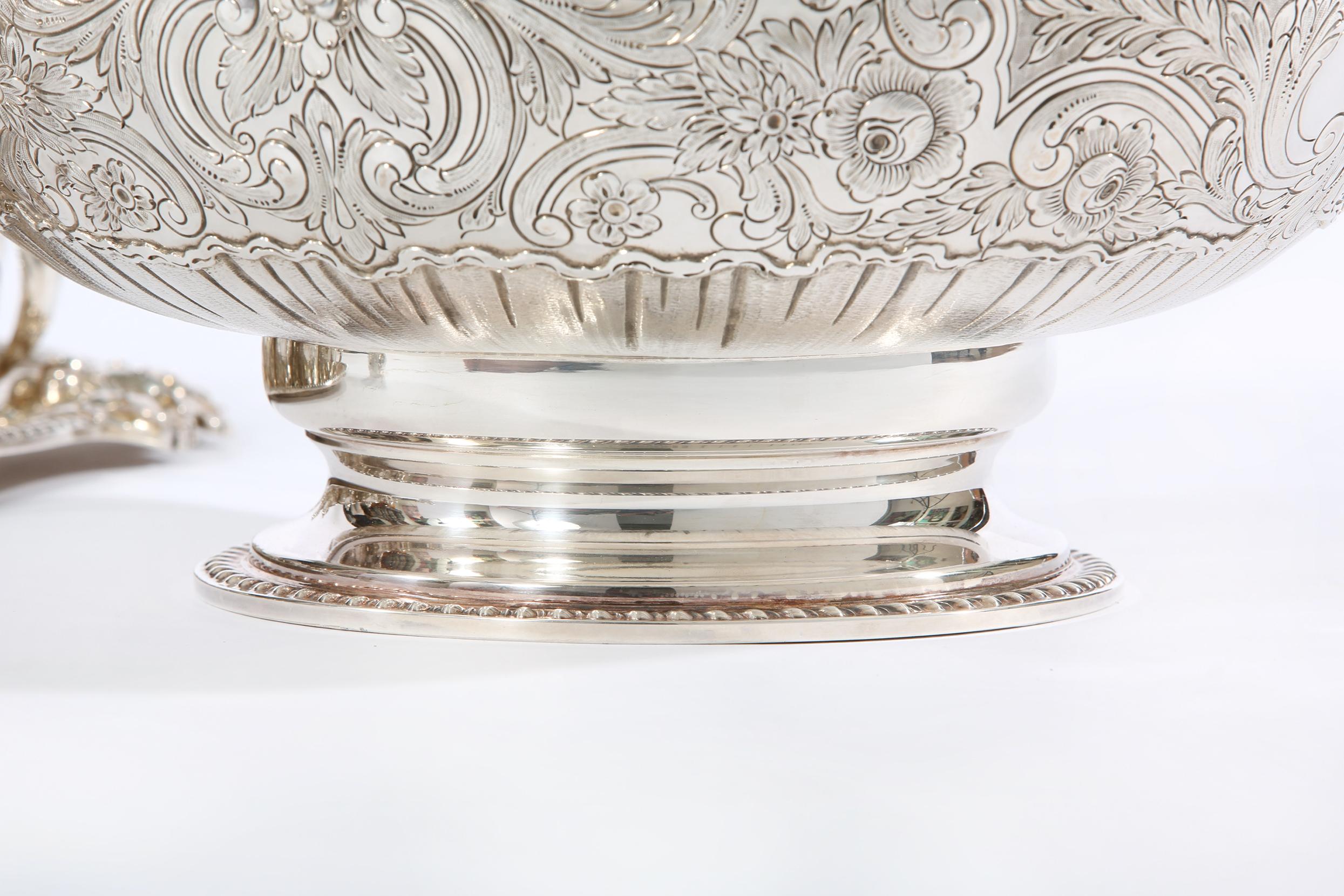 Very Large Silver Plate Punch Bowl Service for 24 People 1