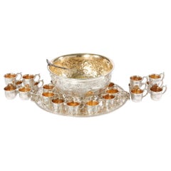 Very Large Silver Plate Punch Bowl Service for 24 People