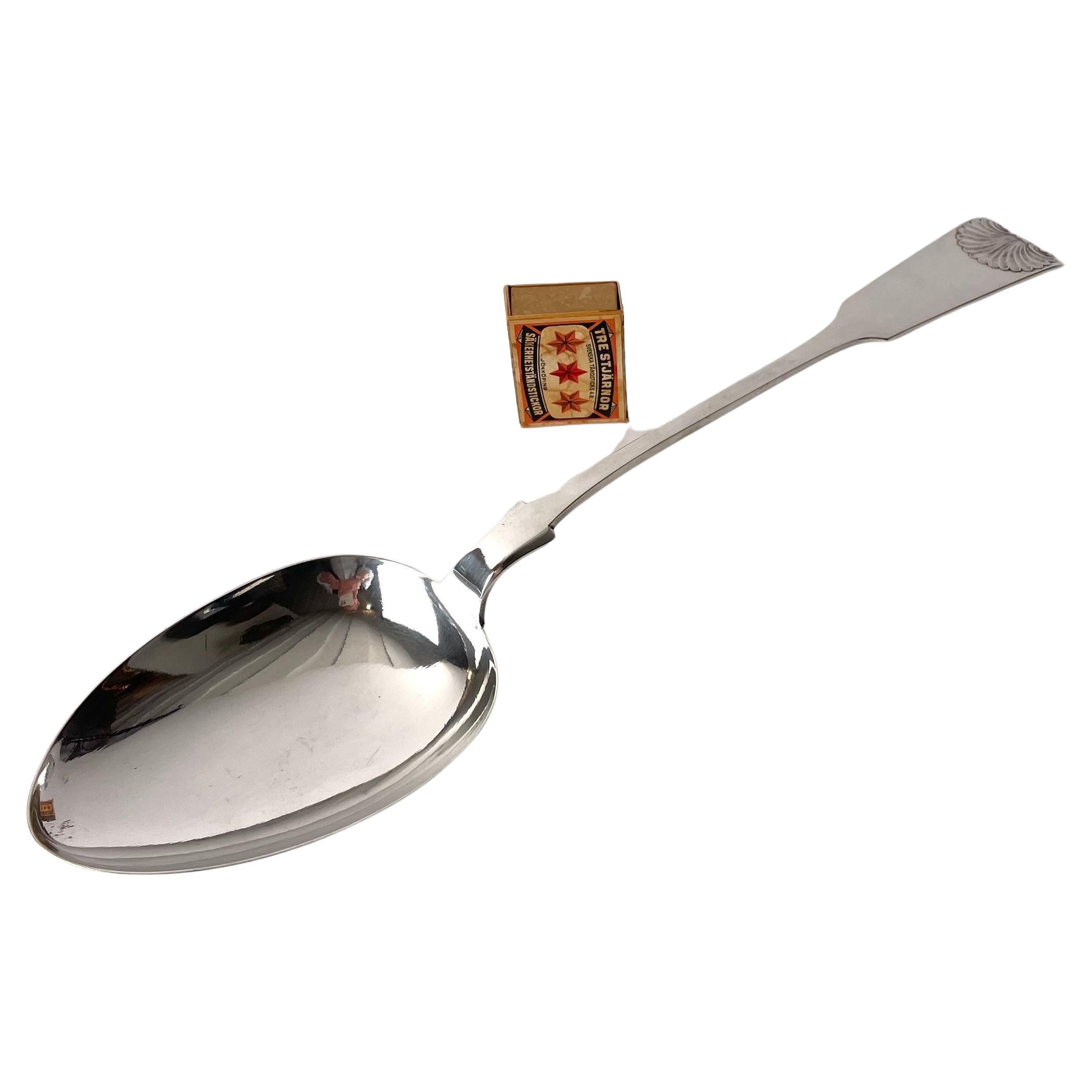 Very large silver plated Ragout Spoon from Denmark in a classic design For Sale