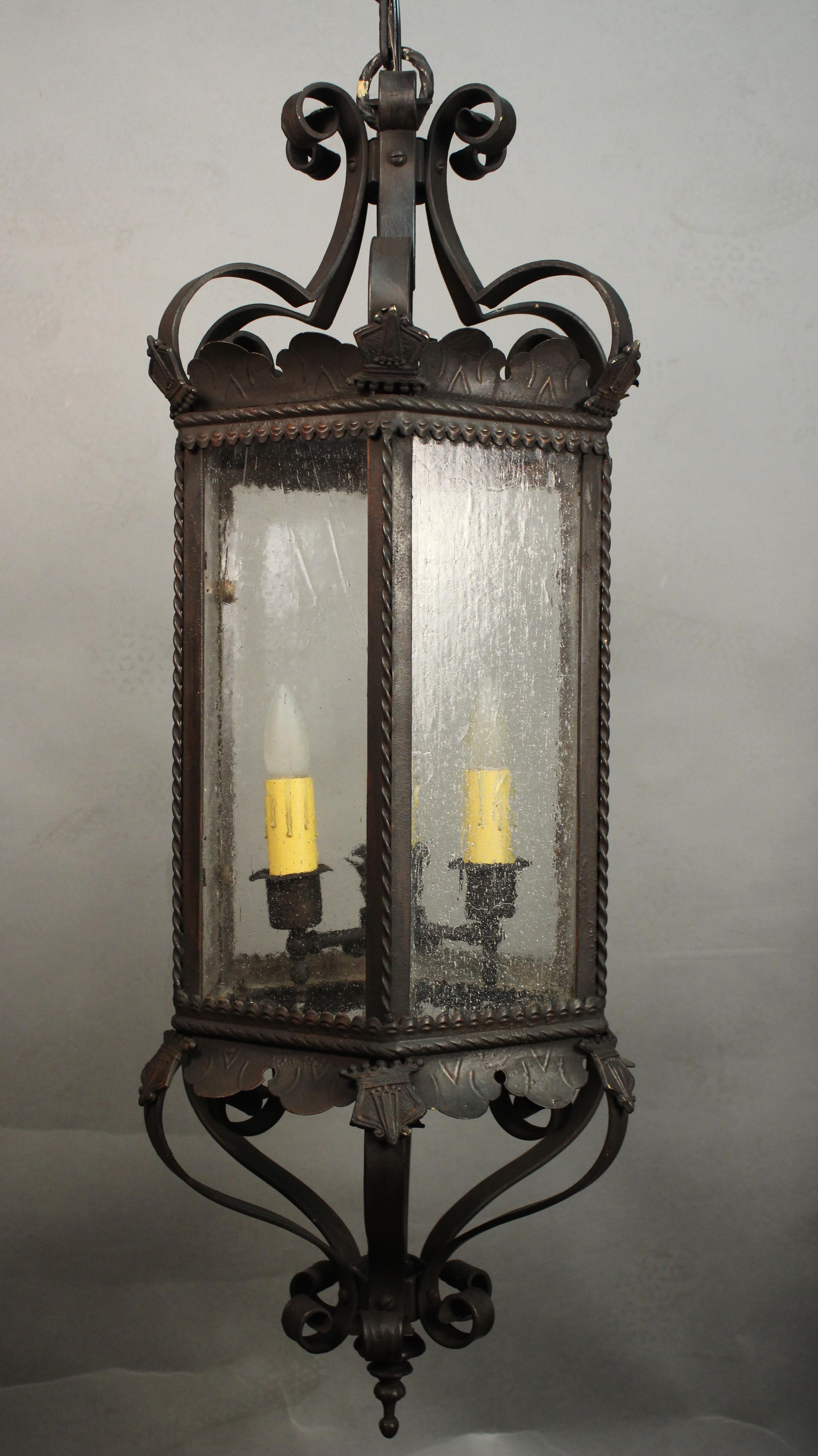 Spanish Colonial Very Large Spanish Revival 1920s Lantern Salvaged from Local Estate