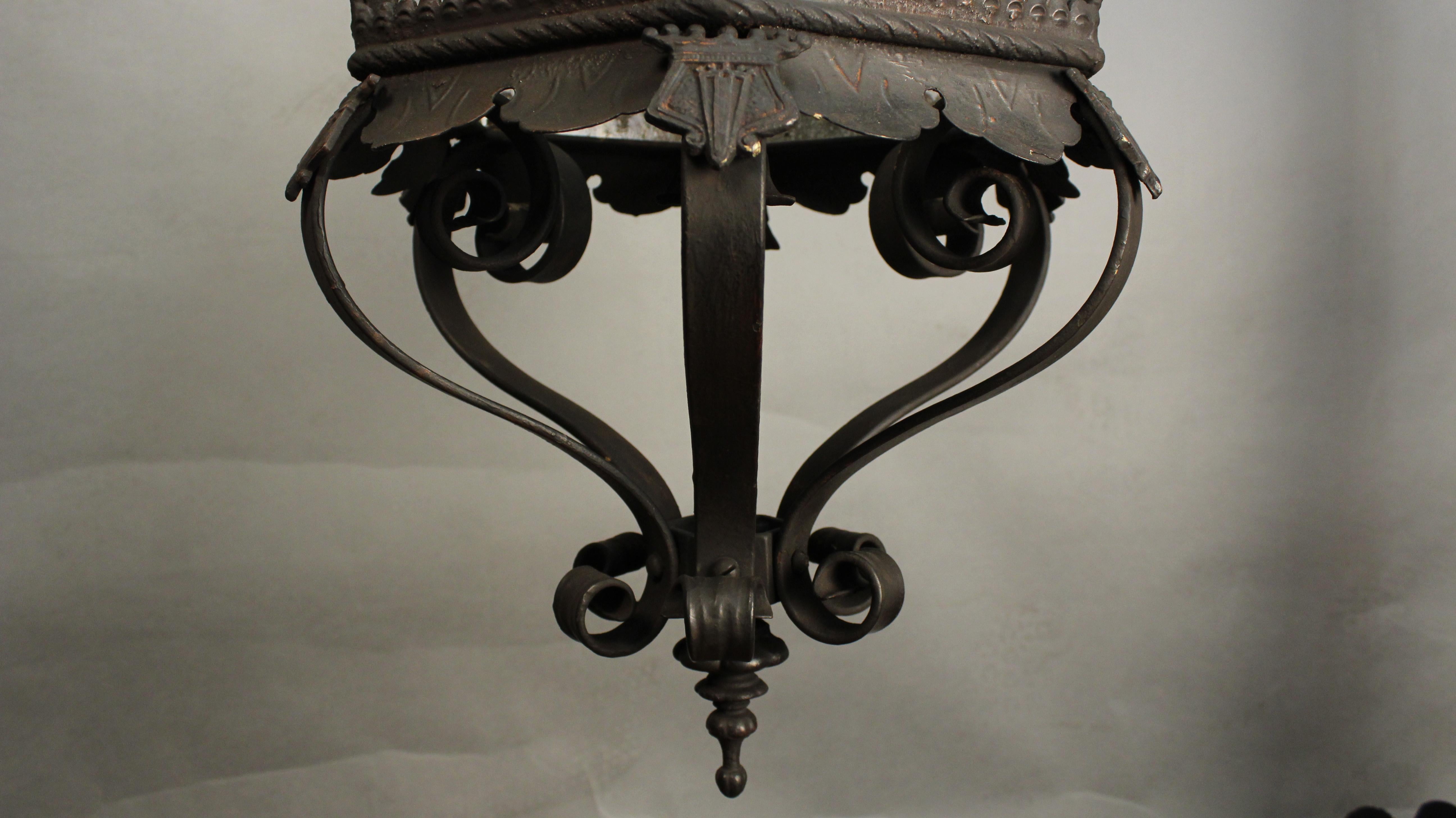 Early 20th Century Very Large Spanish Revival 1920s Lantern Salvaged from Local Estate