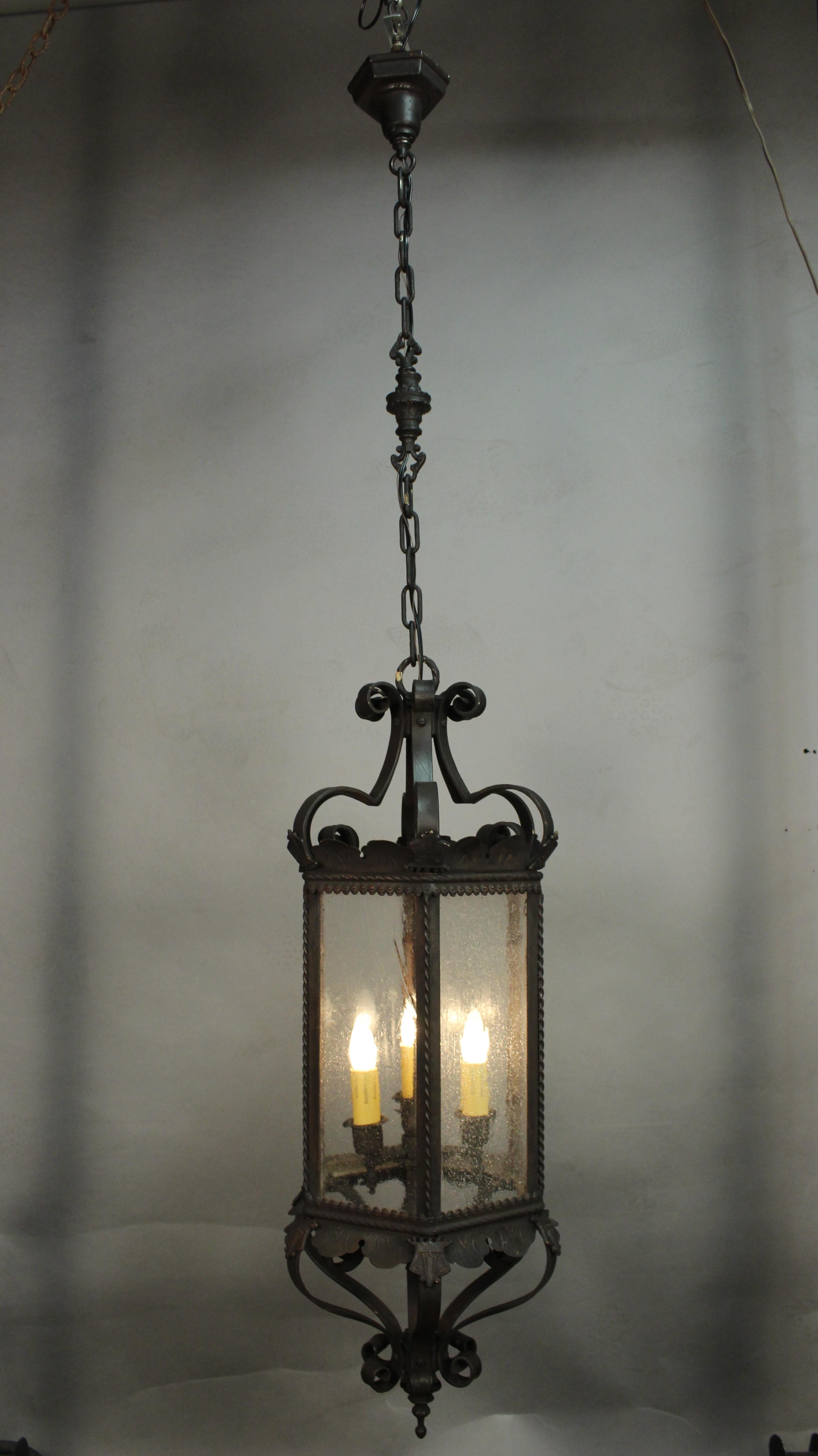 Very Large Spanish Revival 1920s Lantern Salvaged from Local Estate 1