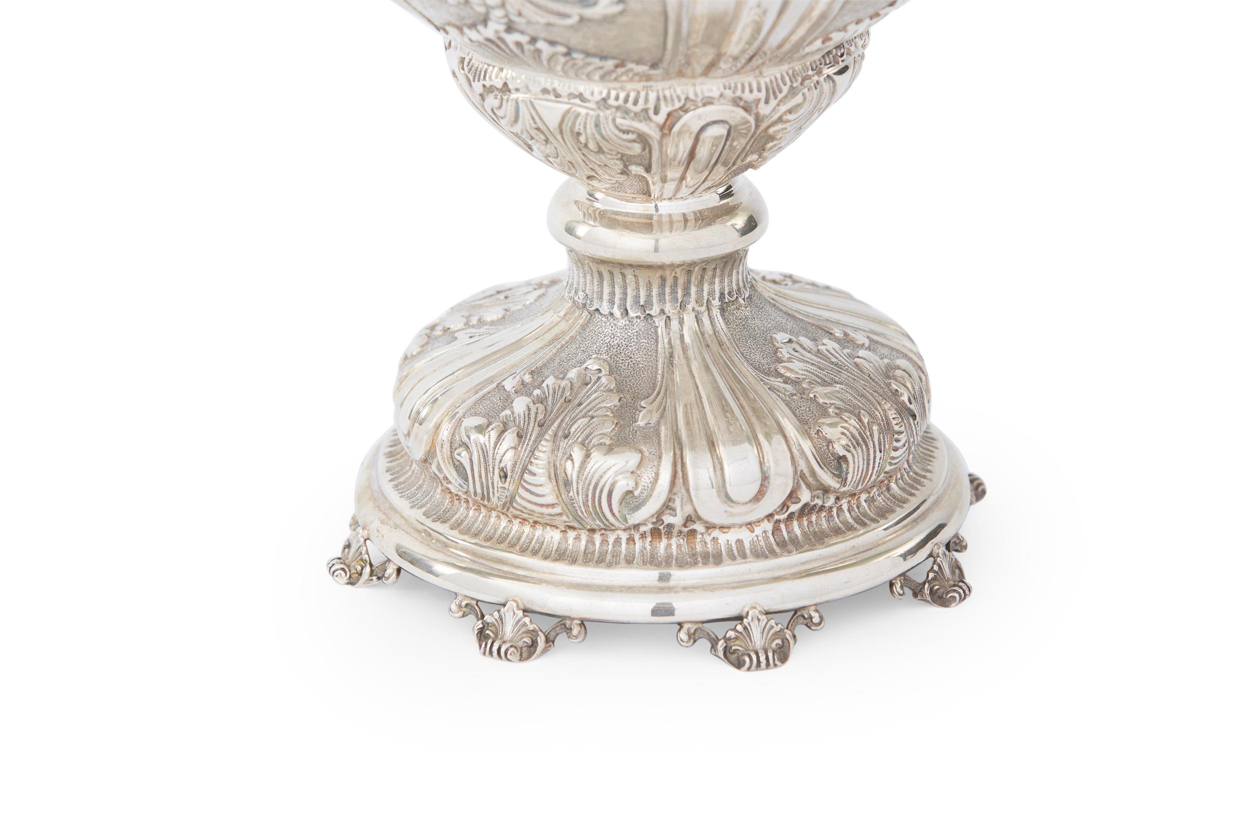 Hand-Carved Very Large Sterling Silver Decorative Piece / Vase For Sale