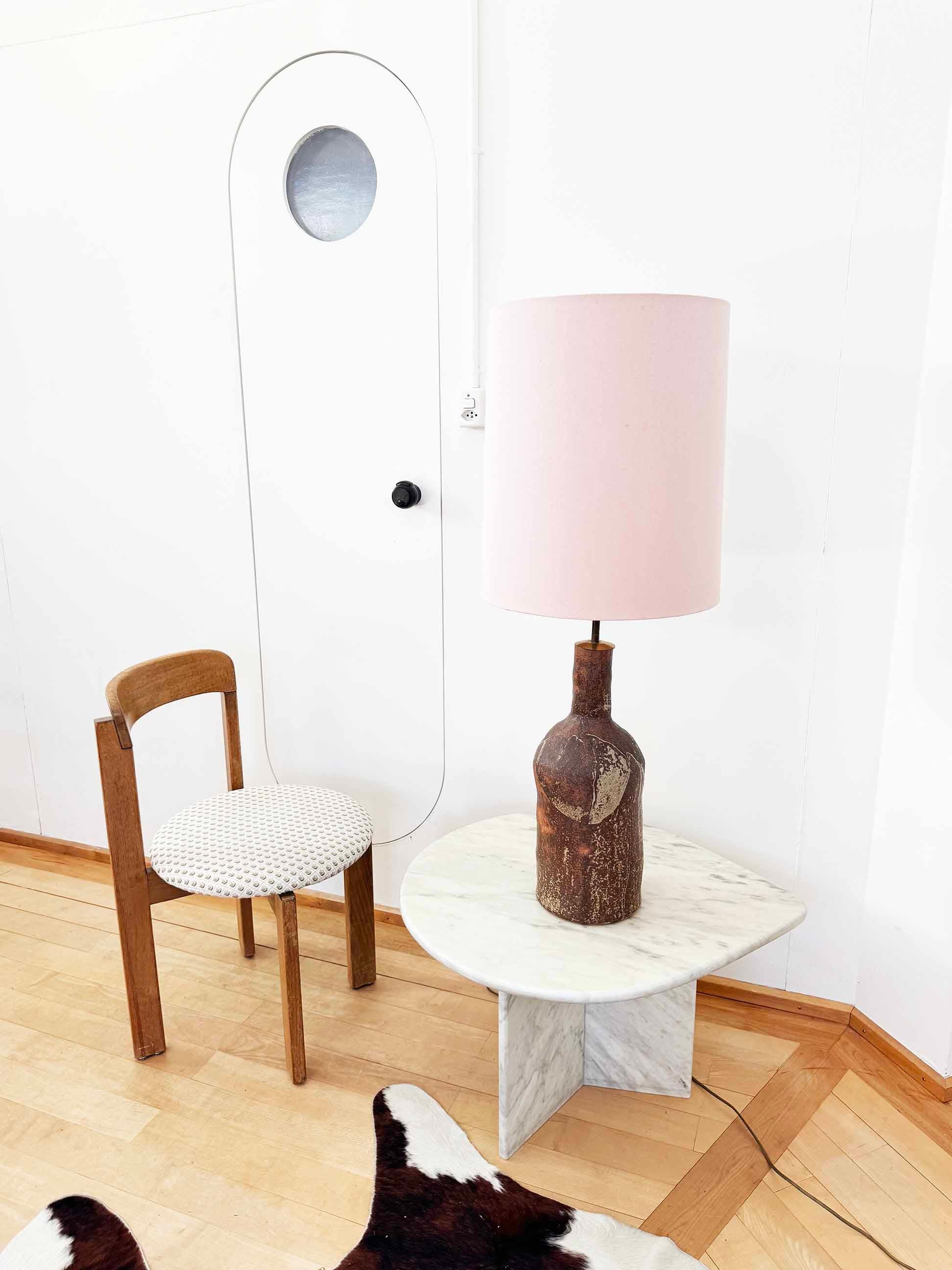 Very Large Stunning Brutalist Postmodern MCM Ceramic Handmade Lamp 70s, 3 lights For Sale 4