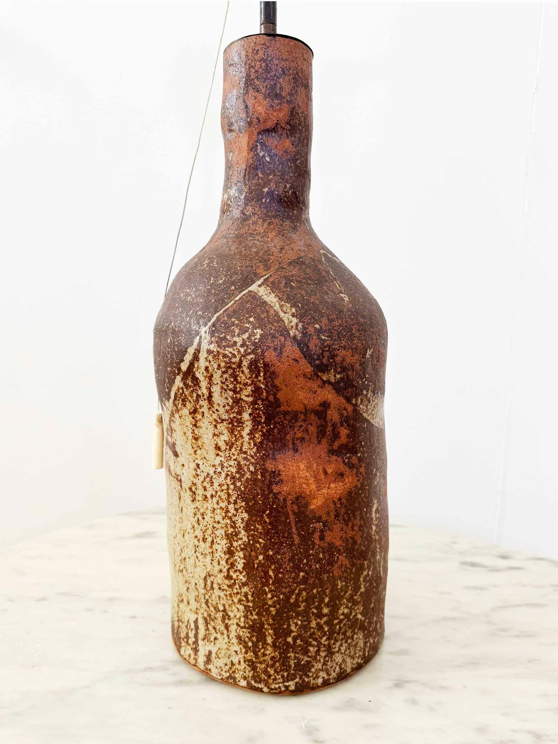 Very Large Stunning Brutalist Postmodern MCM Ceramic Handmade Lamp 70s, 3 lights For Sale 1
