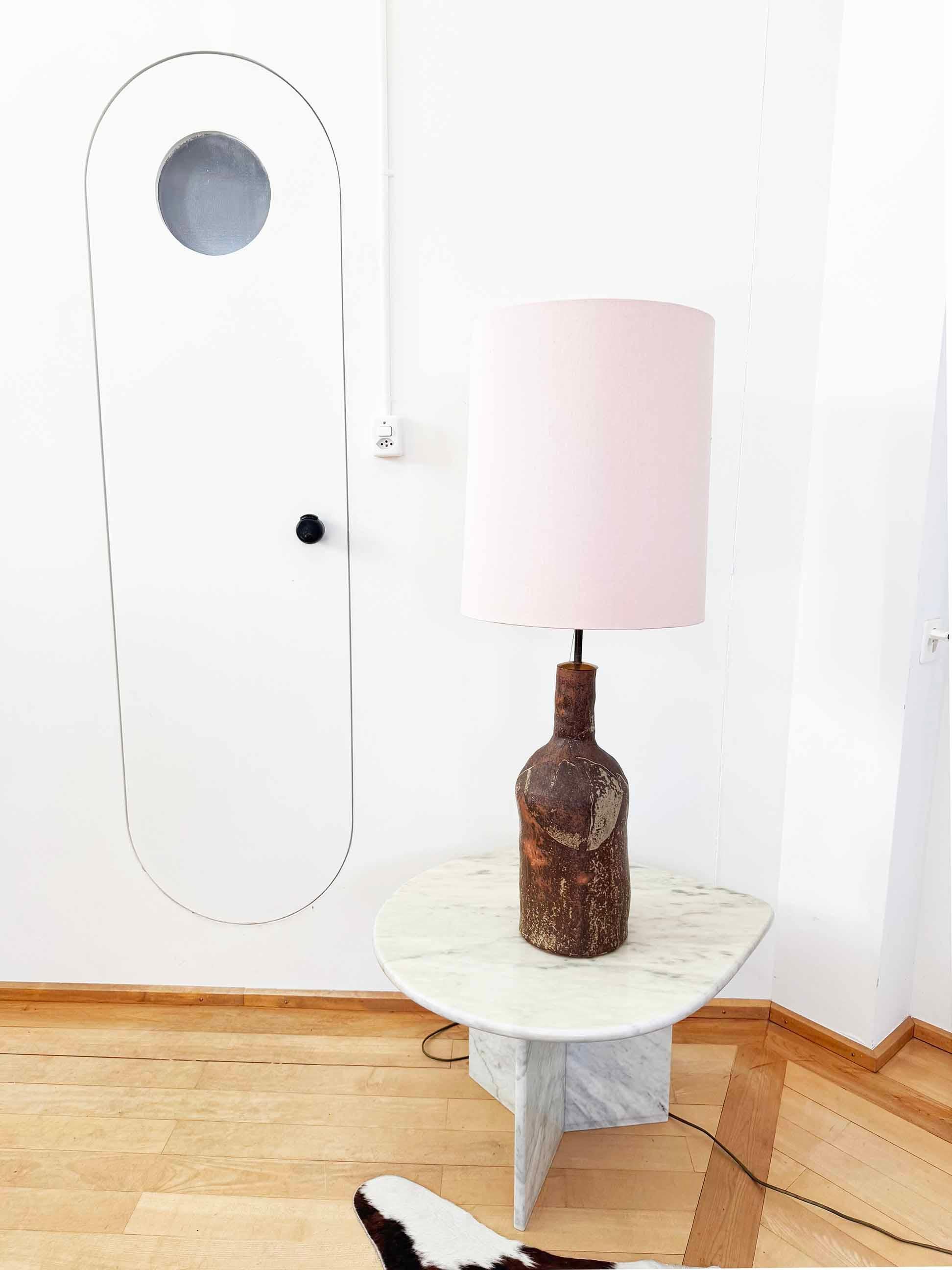 Very Large Stunning Brutalist Postmodern MCM Ceramic Handmade Lamp 70s, 3 lights For Sale 3