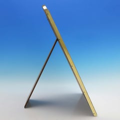 Très grand et élégant miroir de table ancien en argent sterling, doré, Asprey, 1920