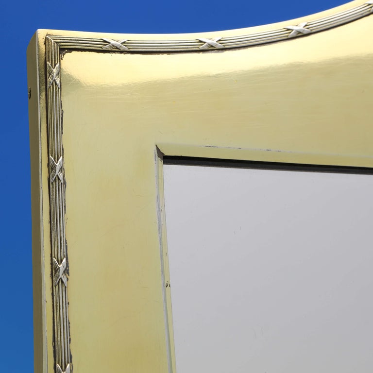 Very Large and Stylish Antique Sterling Silver Table Mirror, Gilt