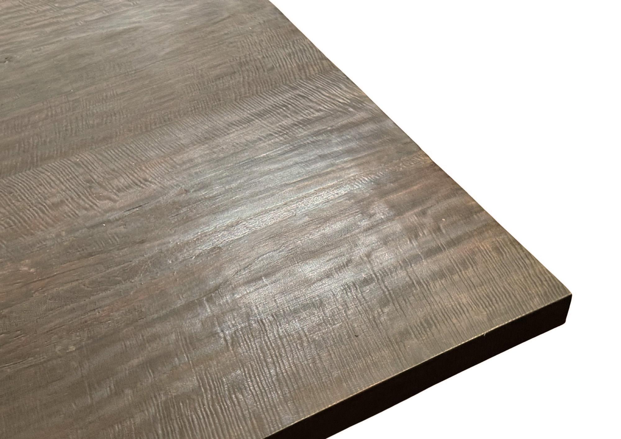 Very Large Suar Wood Sofa Table Espresso Finish Modern Organic For Sale 3