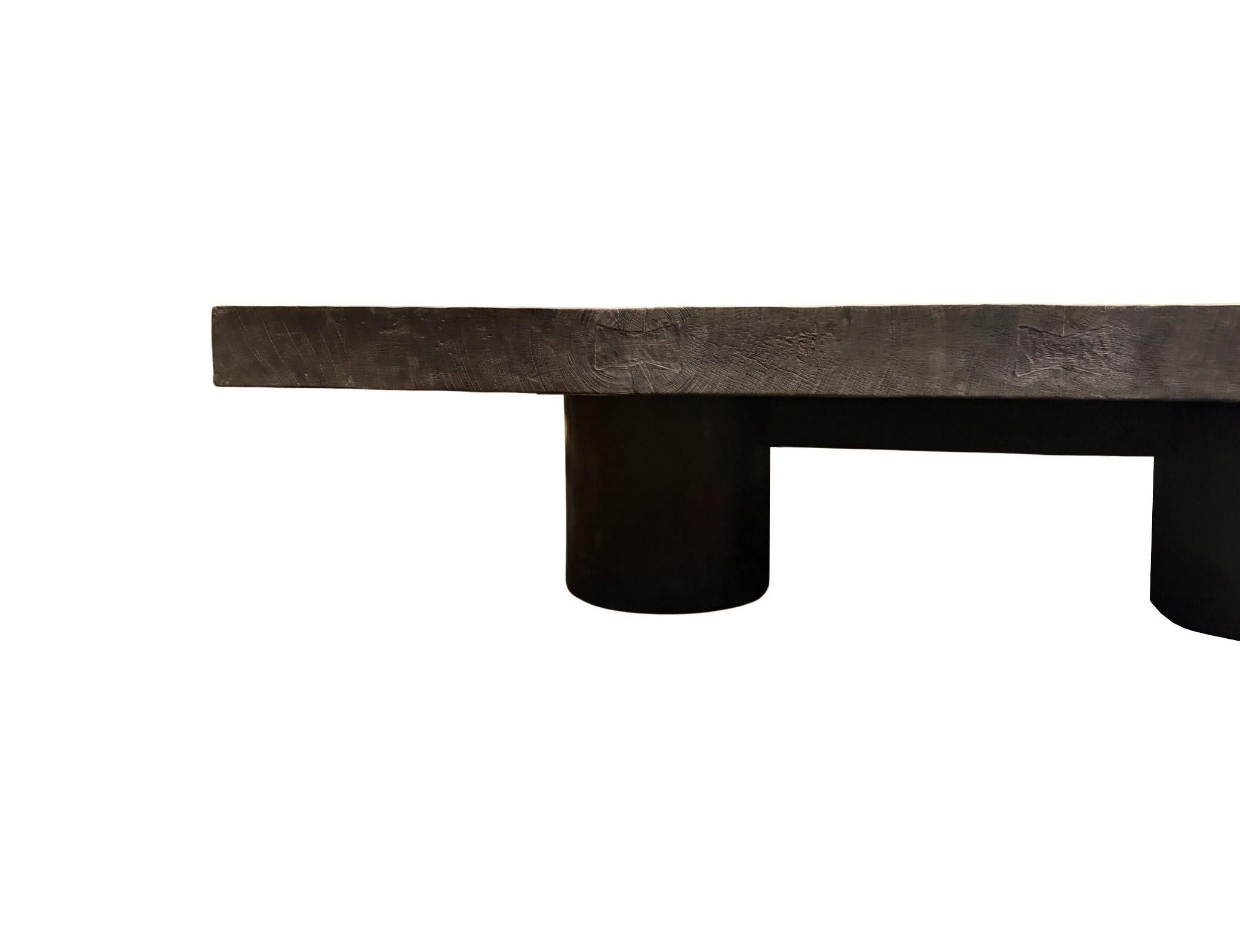 Indonesian Very Large Suar Wood Sofa Table Espresso Finish Modern Organic For Sale