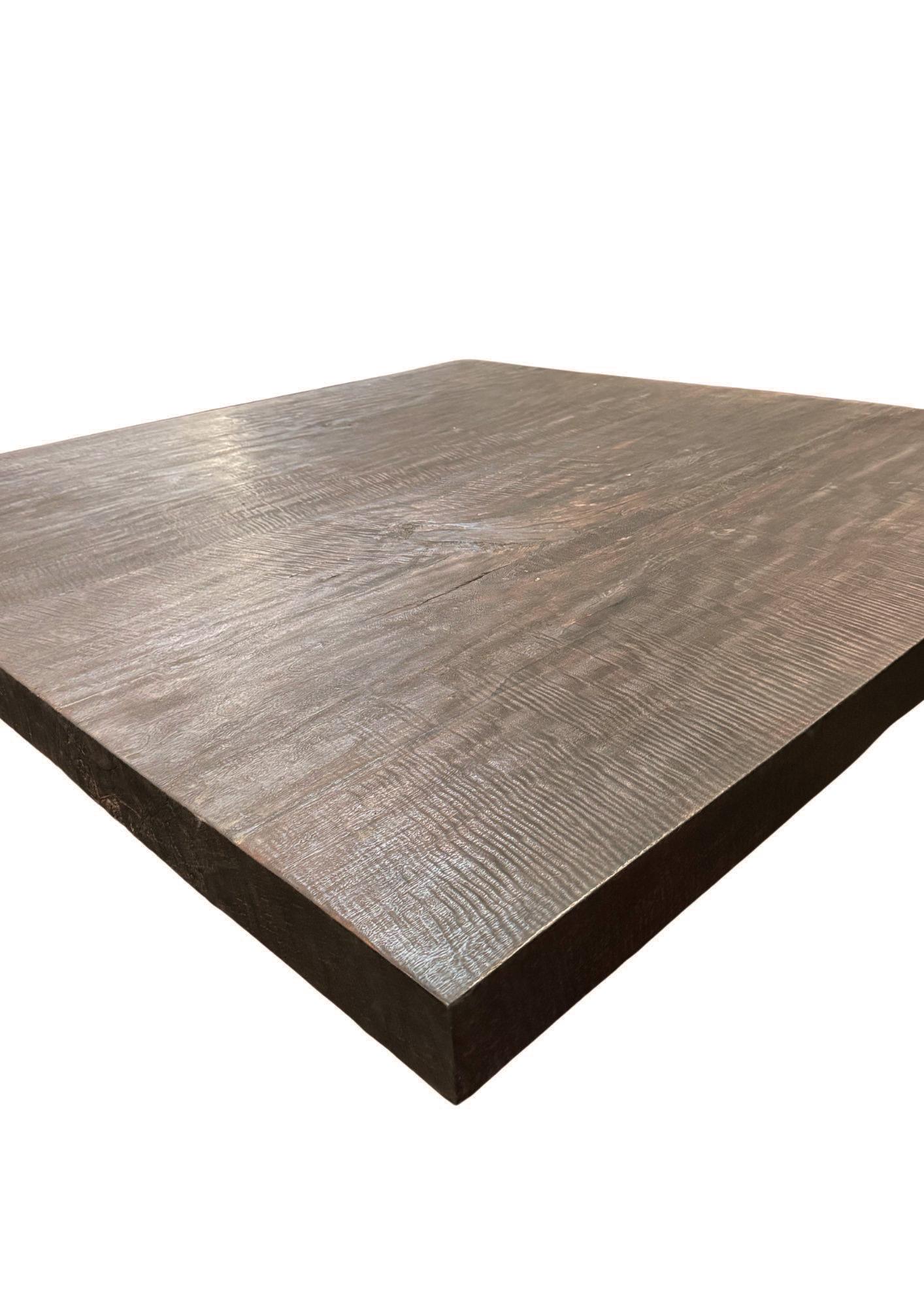 Hand-Crafted Very Large Suar Wood Sofa Table Espresso Finish Modern Organic For Sale