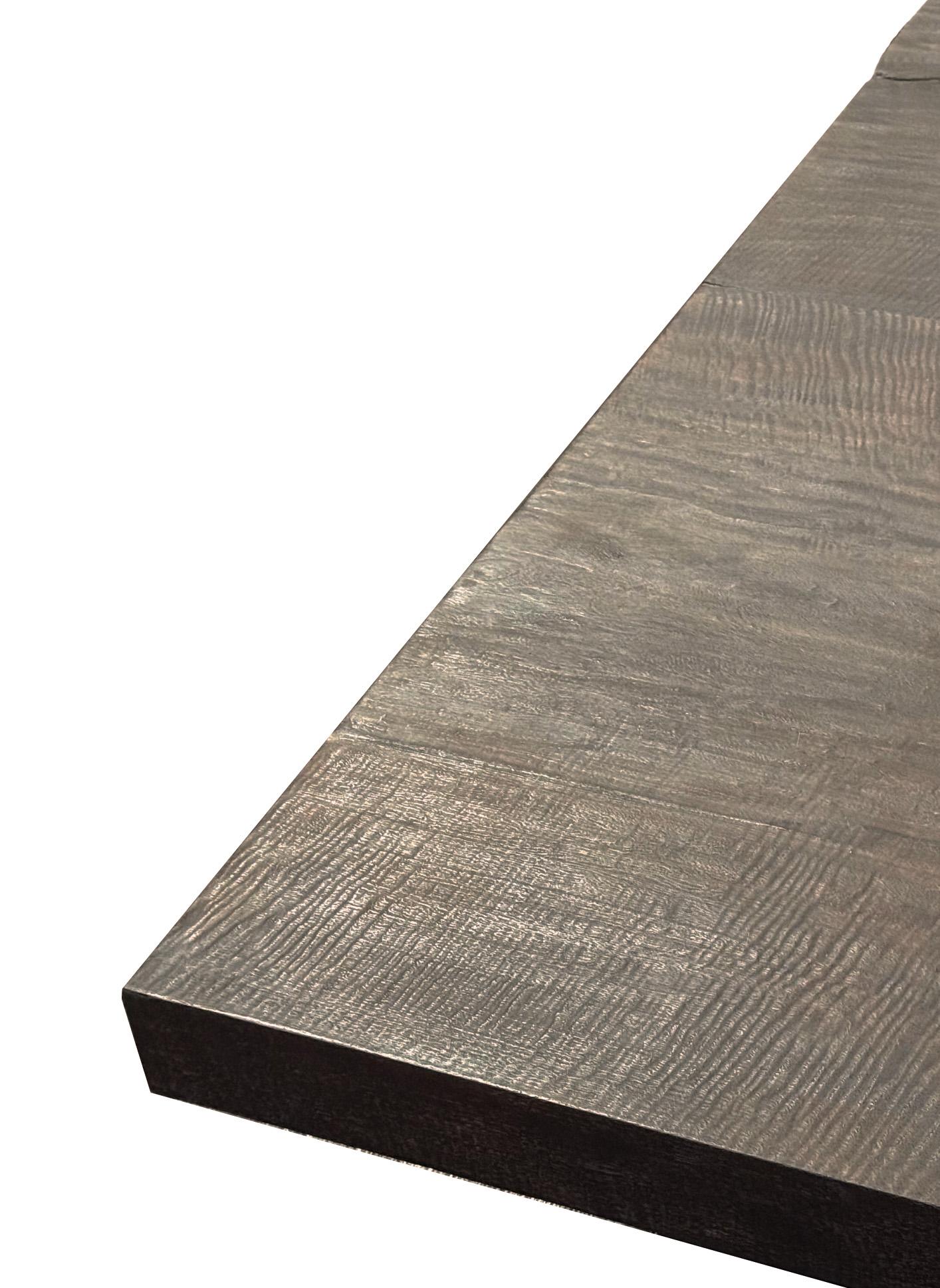 Very Large Suar Wood Sofa Table Espresso Finish Modern Organic For Sale 2